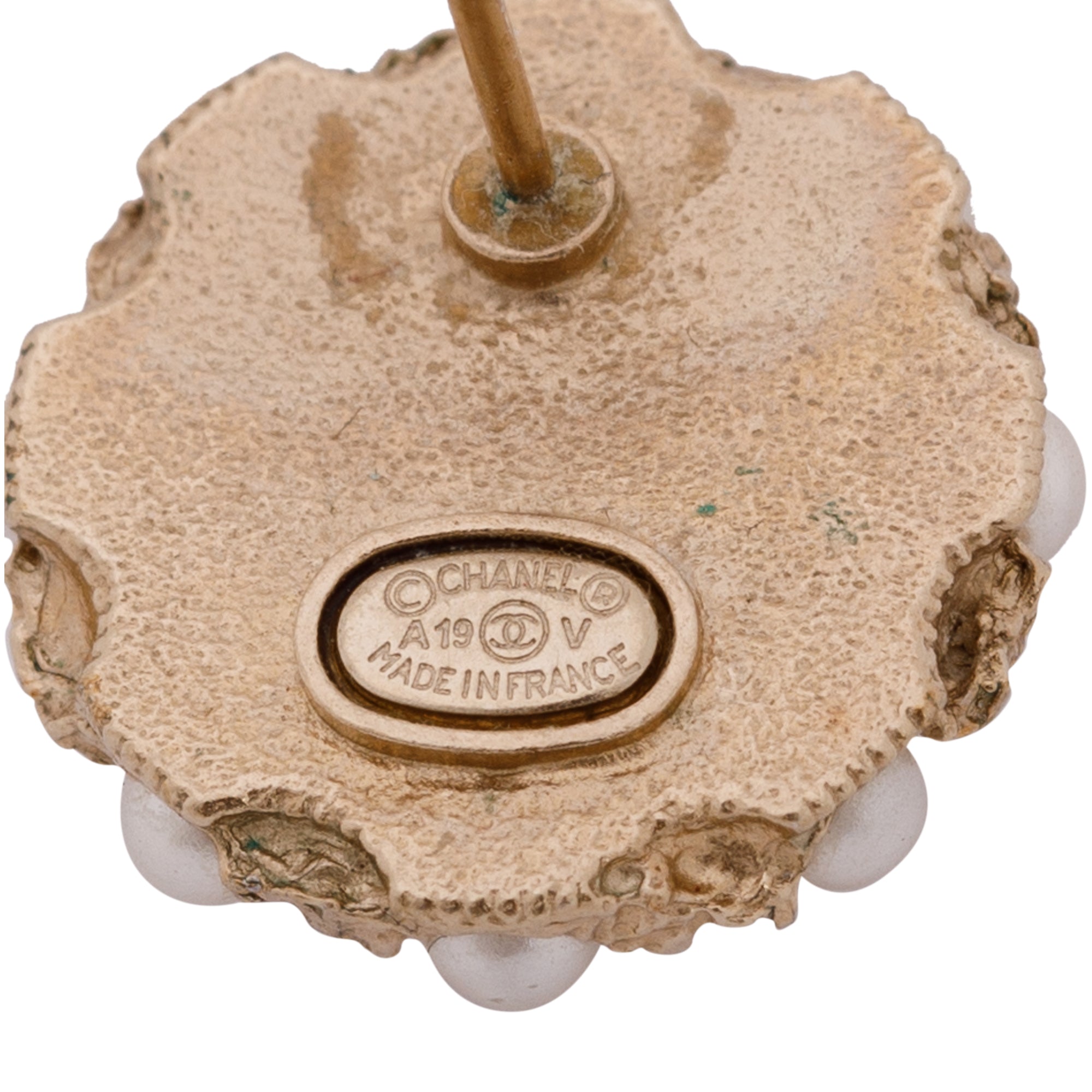 Chanel Faux Pearl CC Logo Stud Earrings