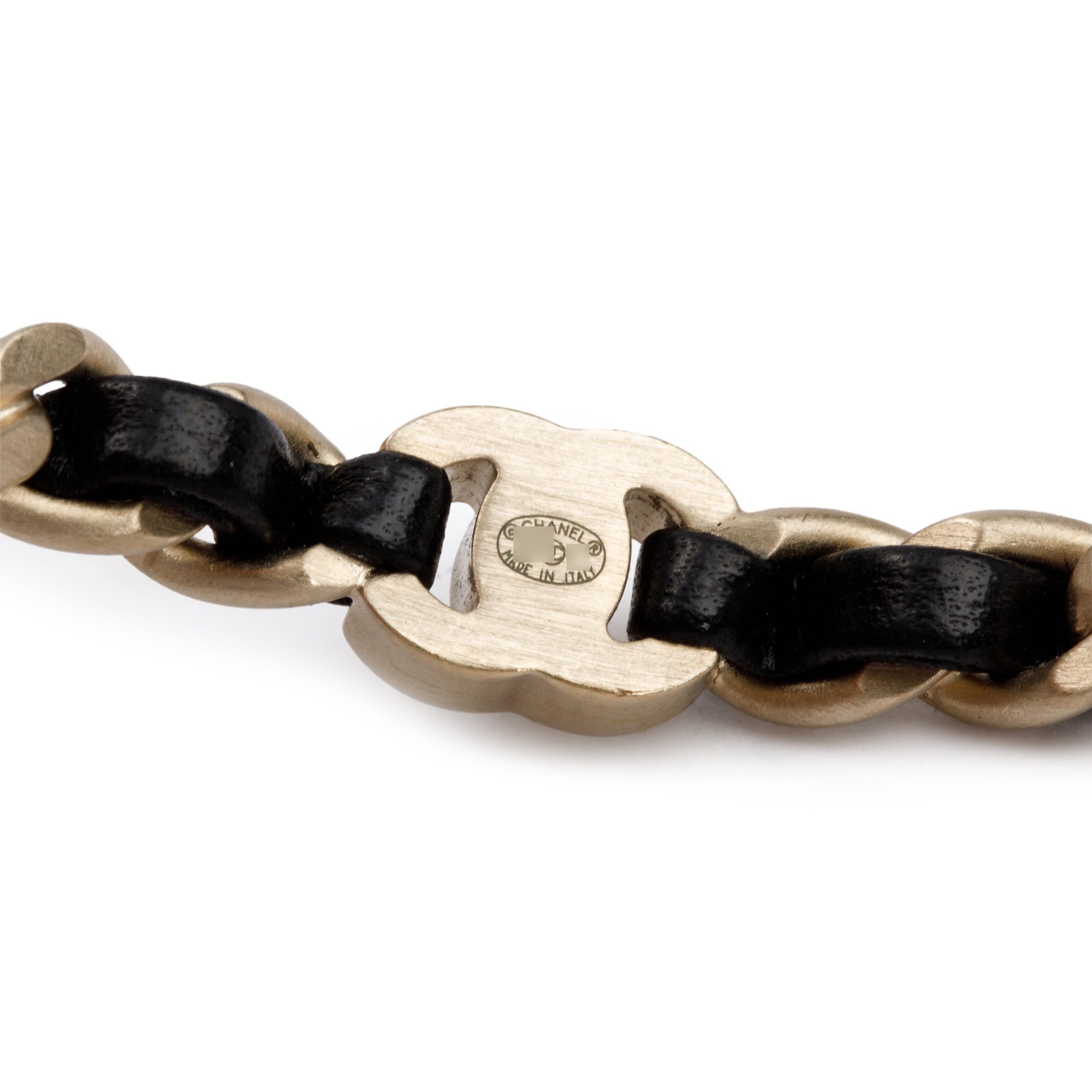 Chanel Gold Plated Chain-Link & Woven Leather Three-Piece Bangle Set