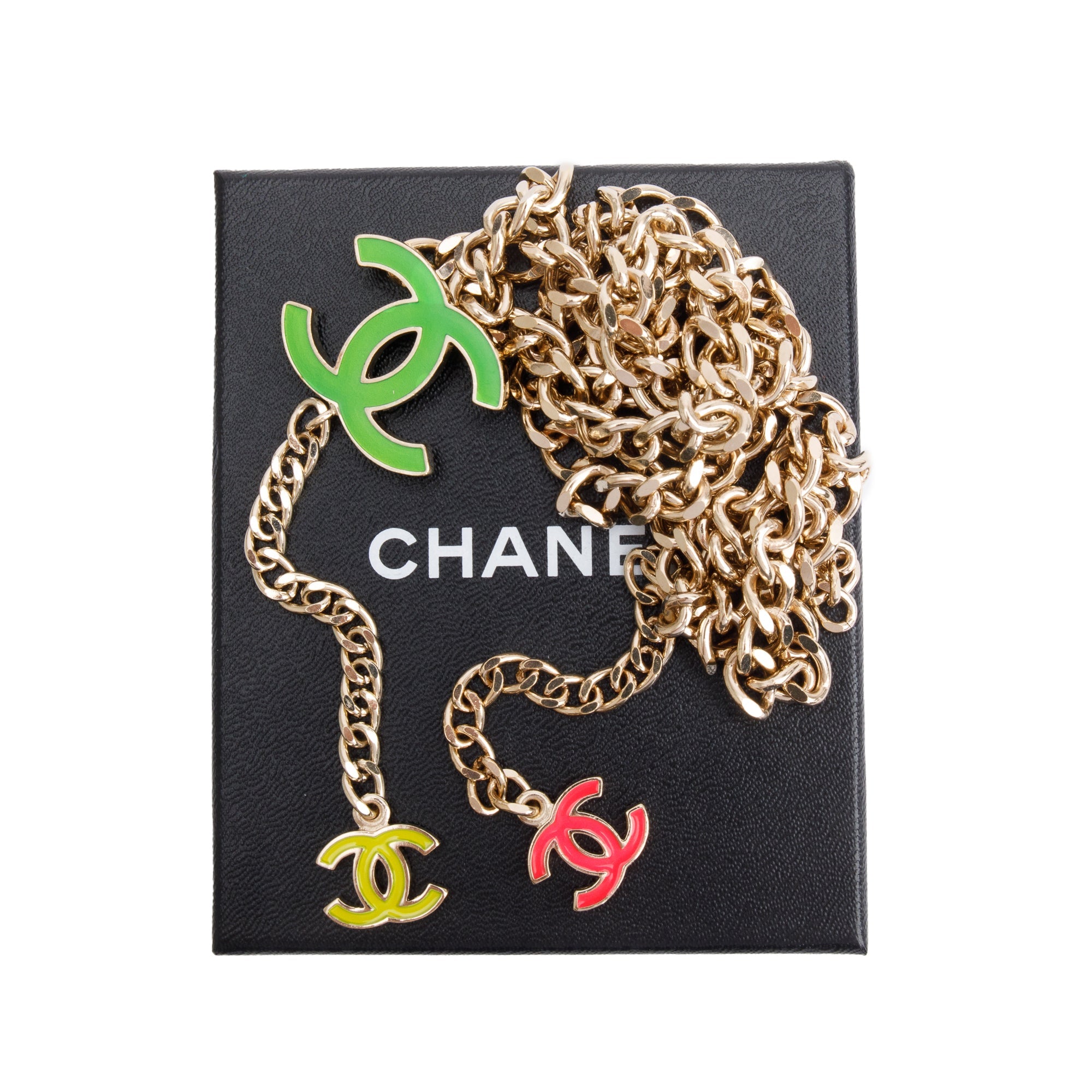 Chanel Gold Plated Enamel CC Logo Waist Belt