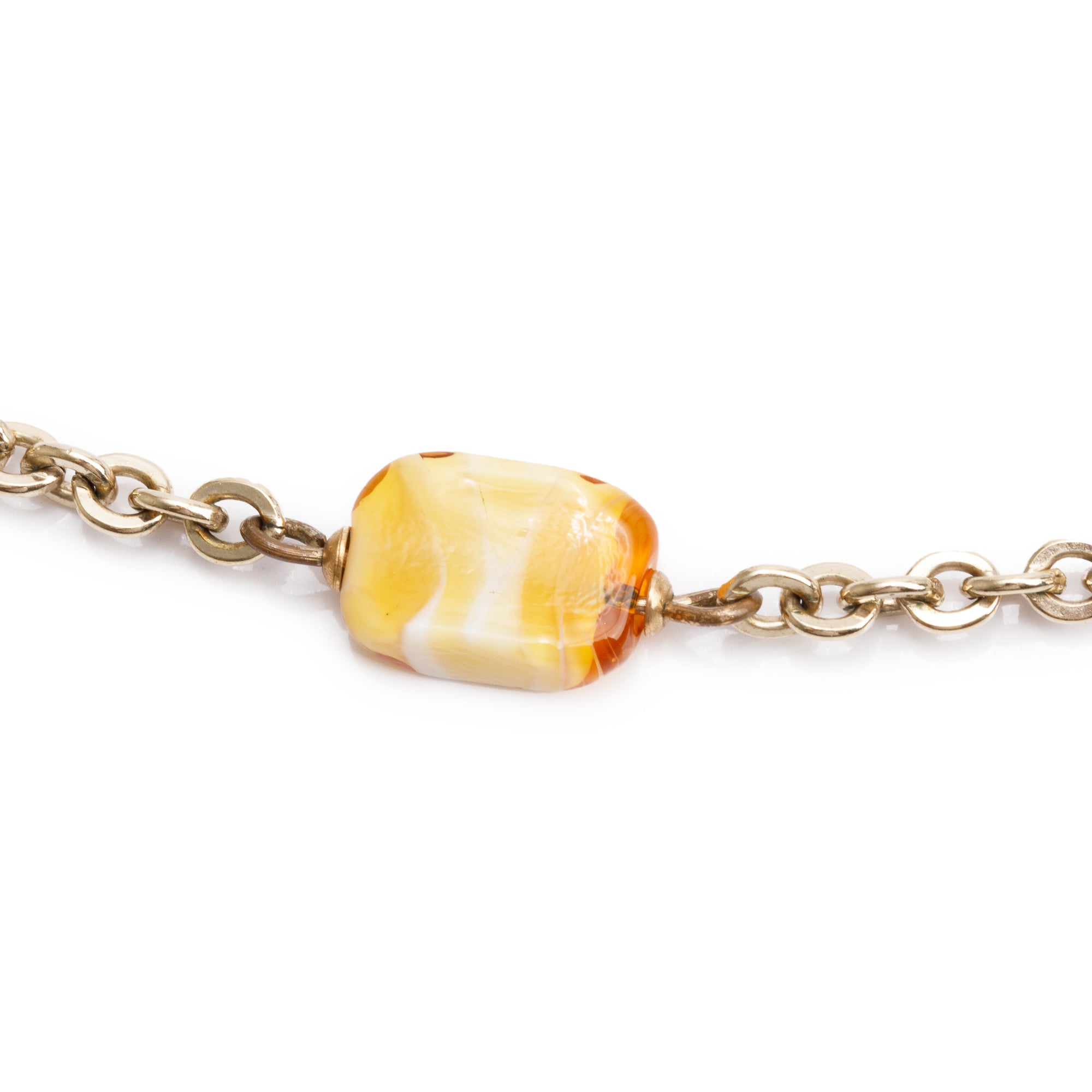 Chanel Gold Plated Faux Pearl & Amber Bead CC Long Necklace