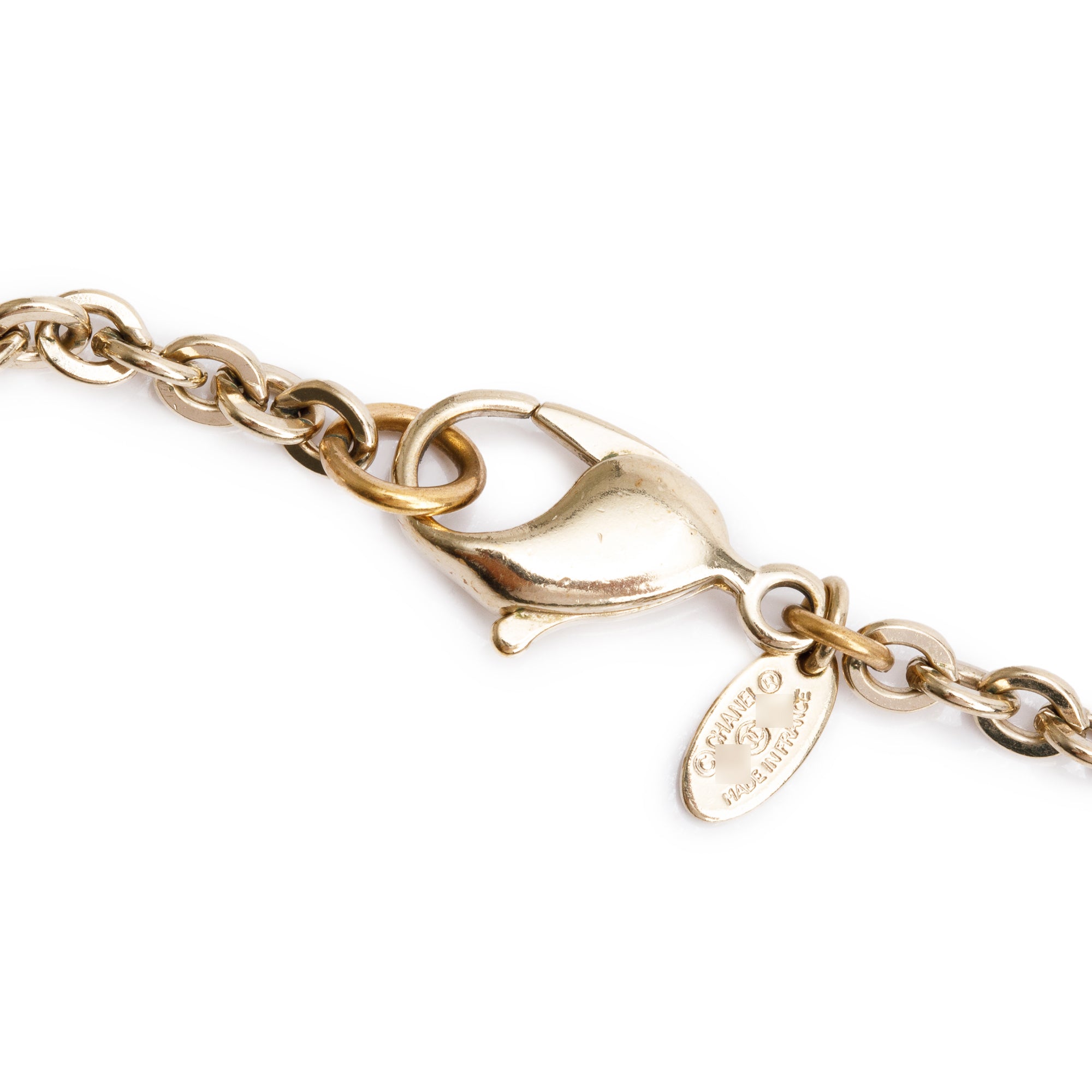 Chanel Gold Plated Faux Pearl & Amber Bead CC Long Necklace