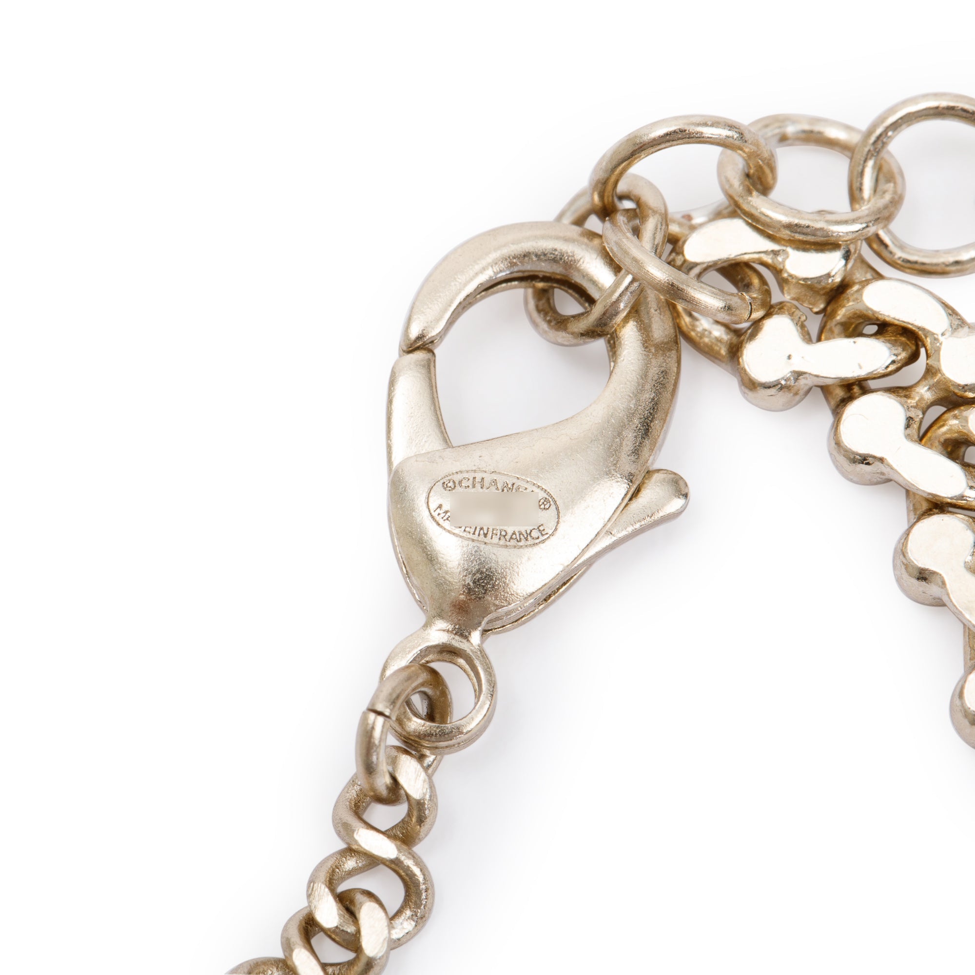 Chanel Gold Plated Faux Pearl CC Link Bracelet