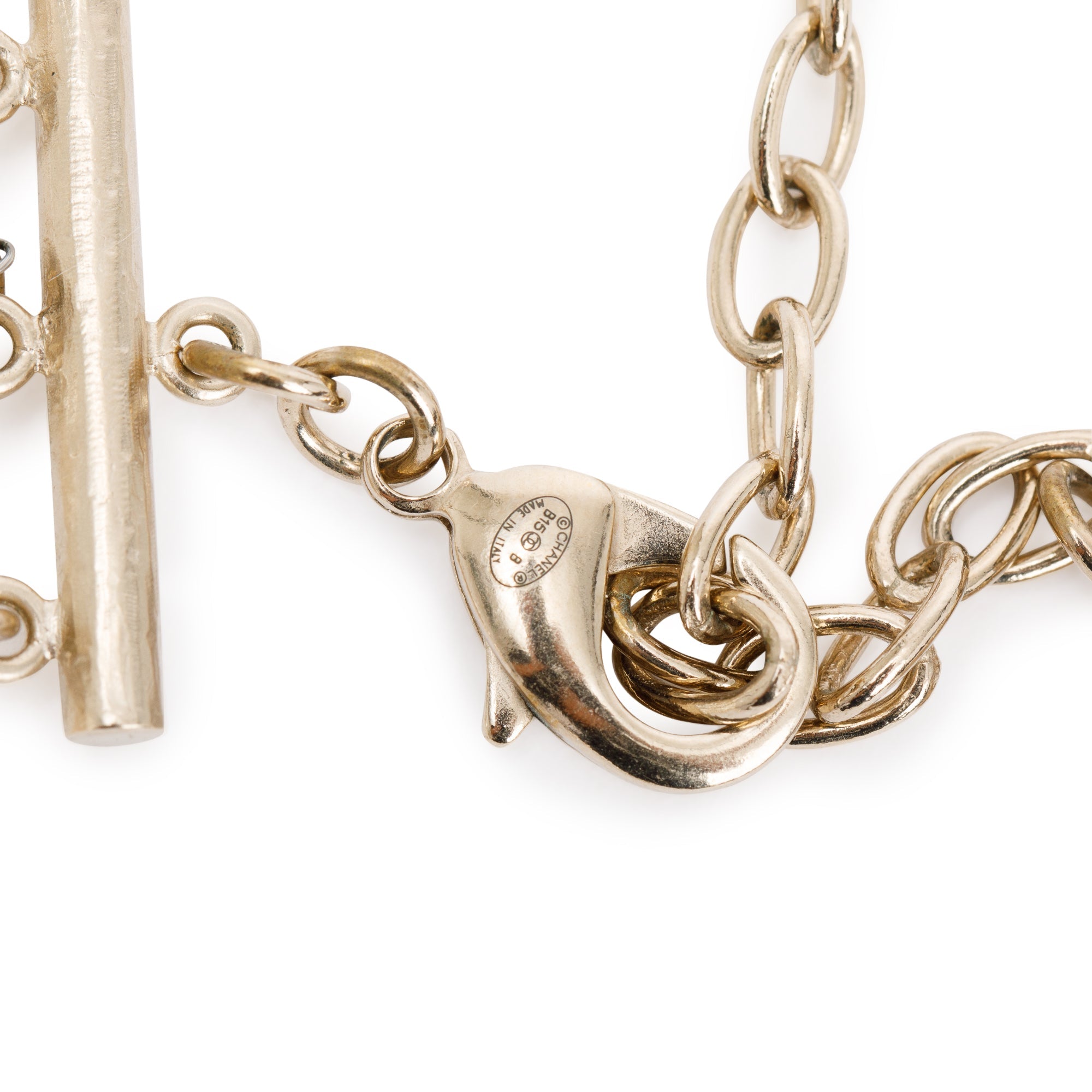 Chanel Gold Plated Faux Pearl CC Station Multi-Strand Necklace w/ Box