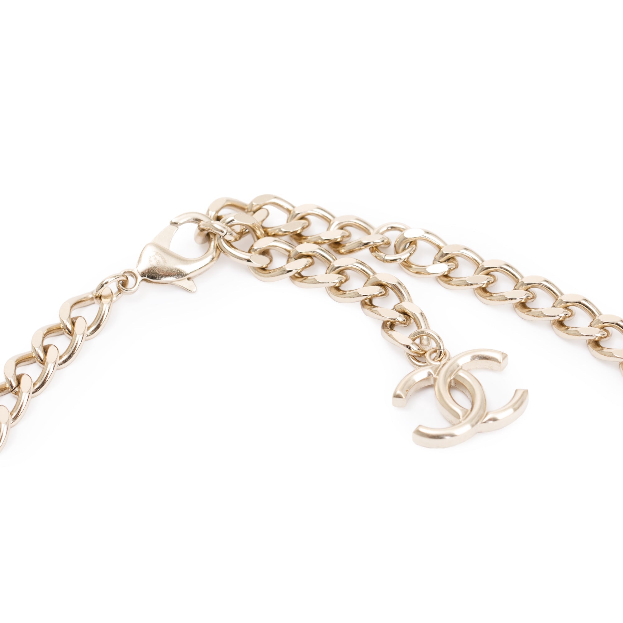 Chanel Gold Plated Faux Pearl & Leather CC Multi-Strand Necklace w/ Box