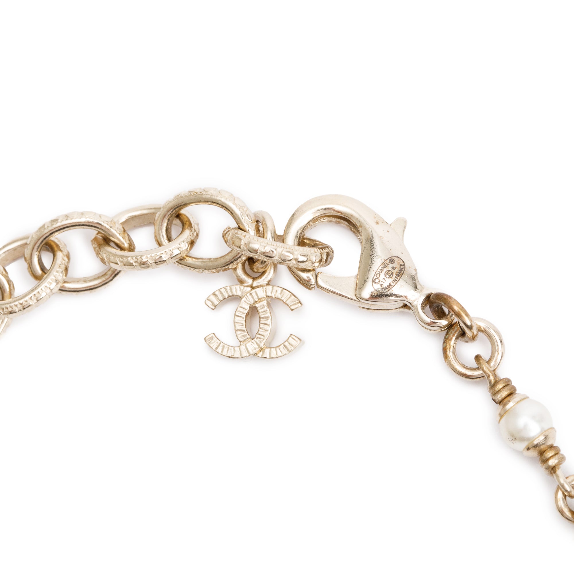 Chanel Gold Plated Faux Pearl Star CC Necklace