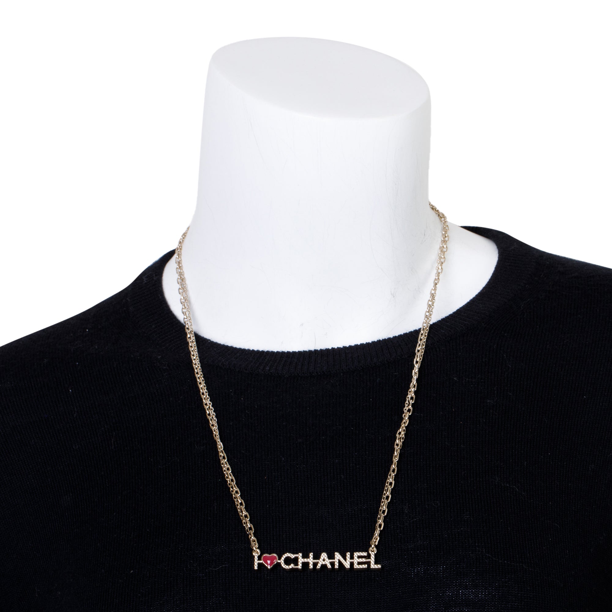 Chanel Gold Plated I Love Chanel Pendant Necklace w/ Box