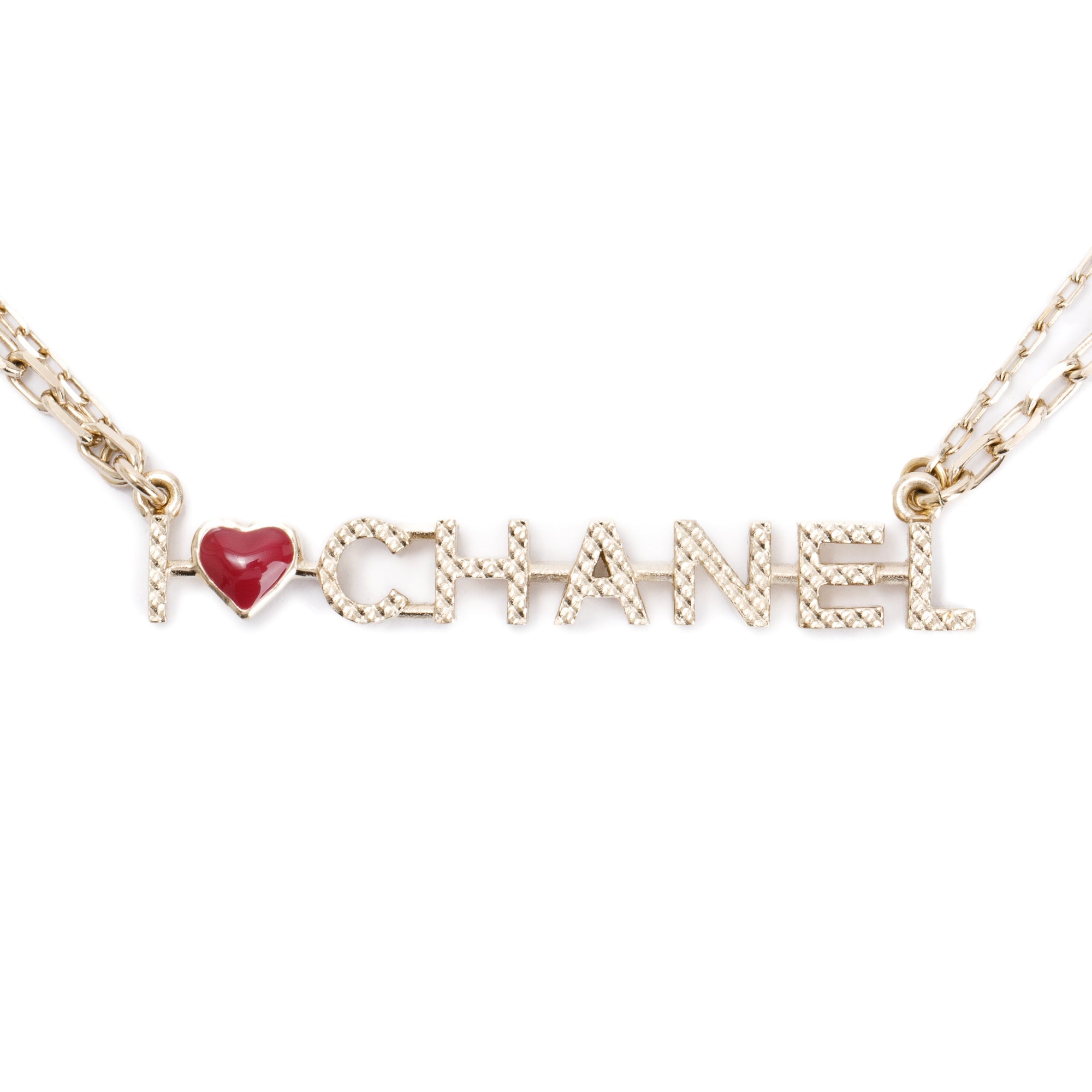 Chanel Gold Plated I Love Chanel Pendant Necklace w/ Box