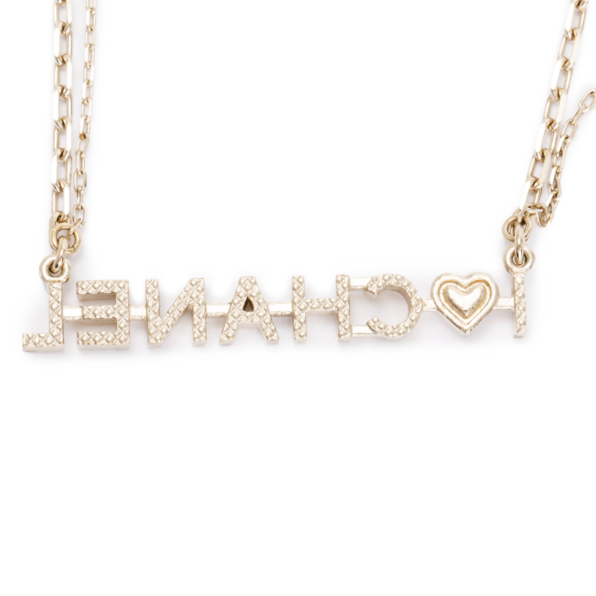 Chanel Gold Plated I Love Chanel Pendant Necklace w/ Box