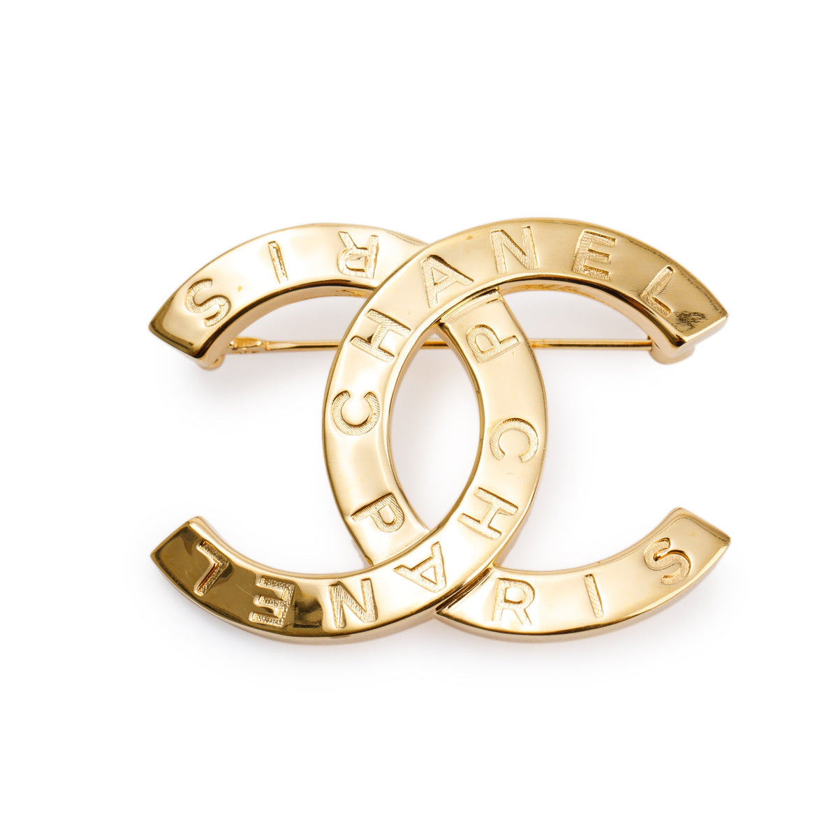 Chanel Gold Plated Large Paris CC Brooch w/ Box – OLIVER'S