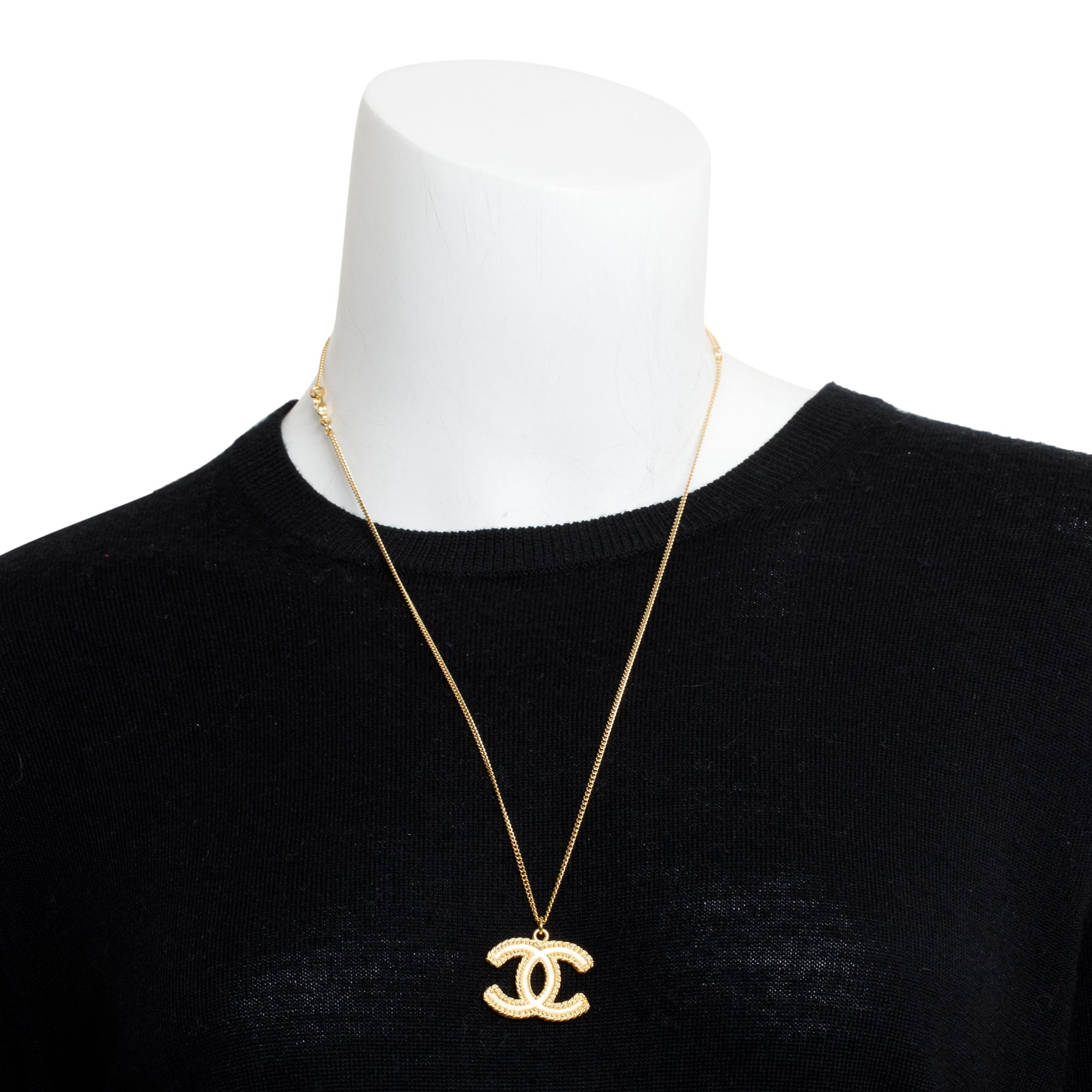 Chanel Gold-Plated Metal CC Pendant Necklace