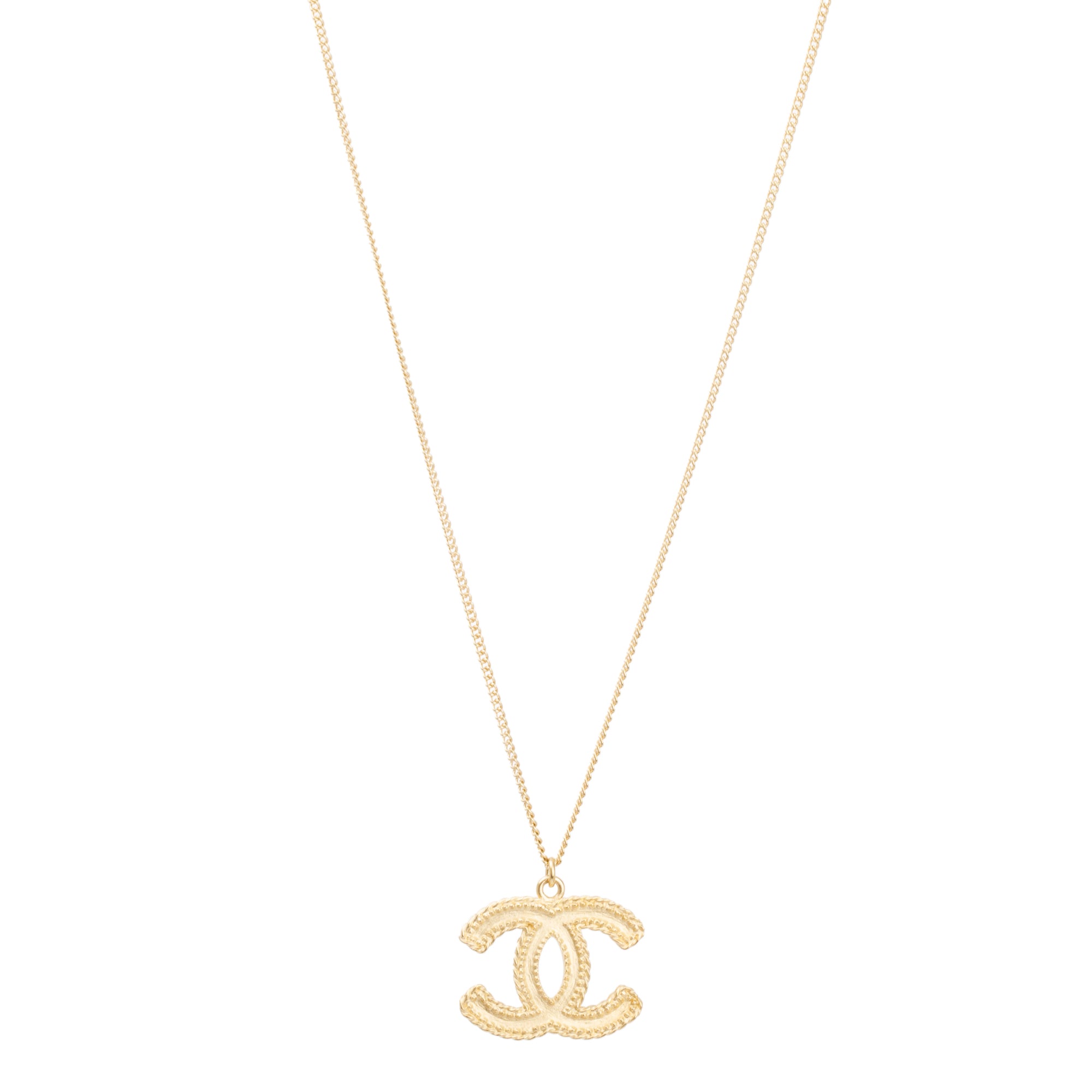 Chanel Gold-Plated Metal CC Pendant Necklace