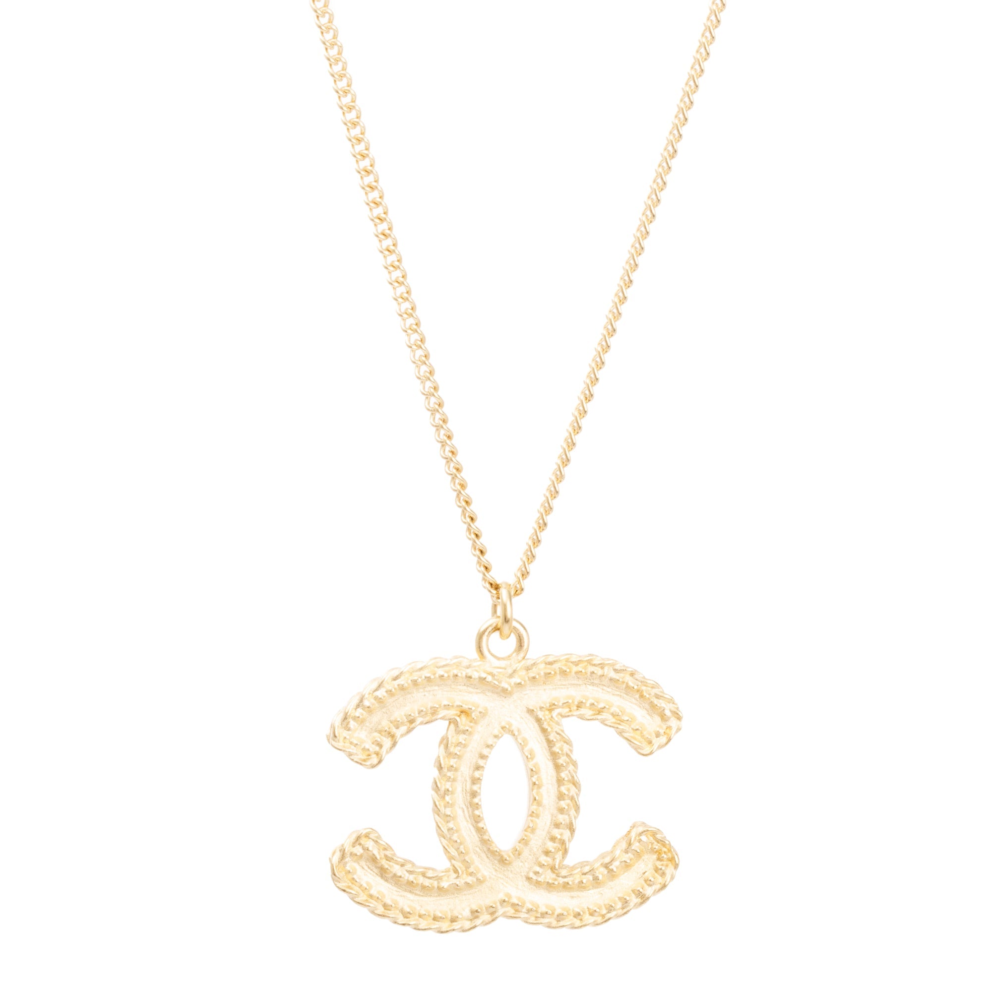 Chanel Gold-Plated Metal CC Pendant Necklace