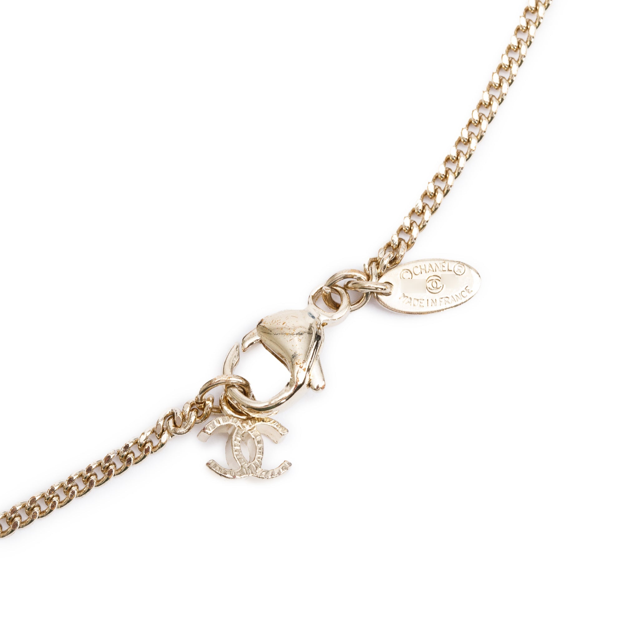 Chanel Gold-Plated Metal CC Pendant Necklace w/ Box