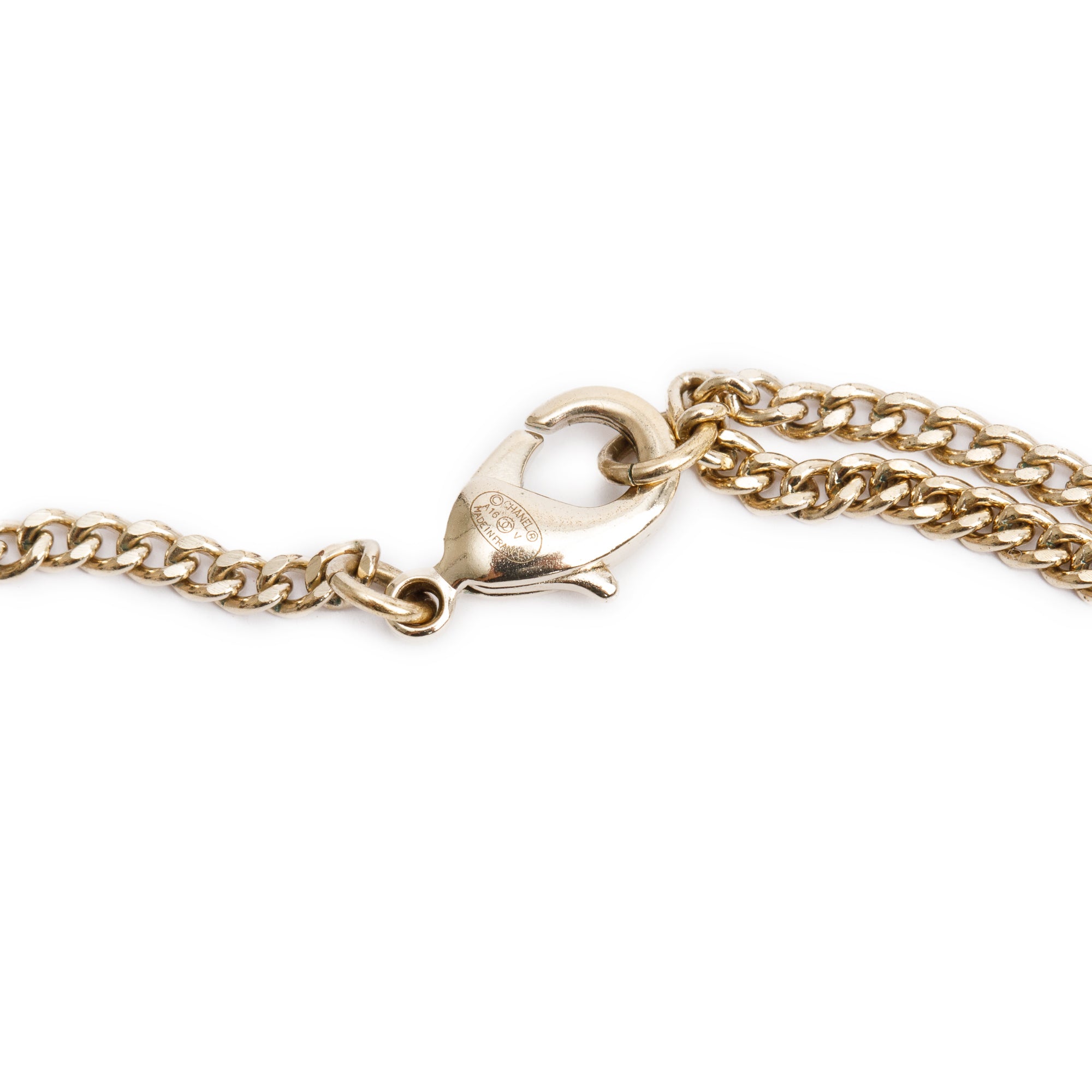Chanel Gold-Plated Metal Strass CC Pendant Necklace