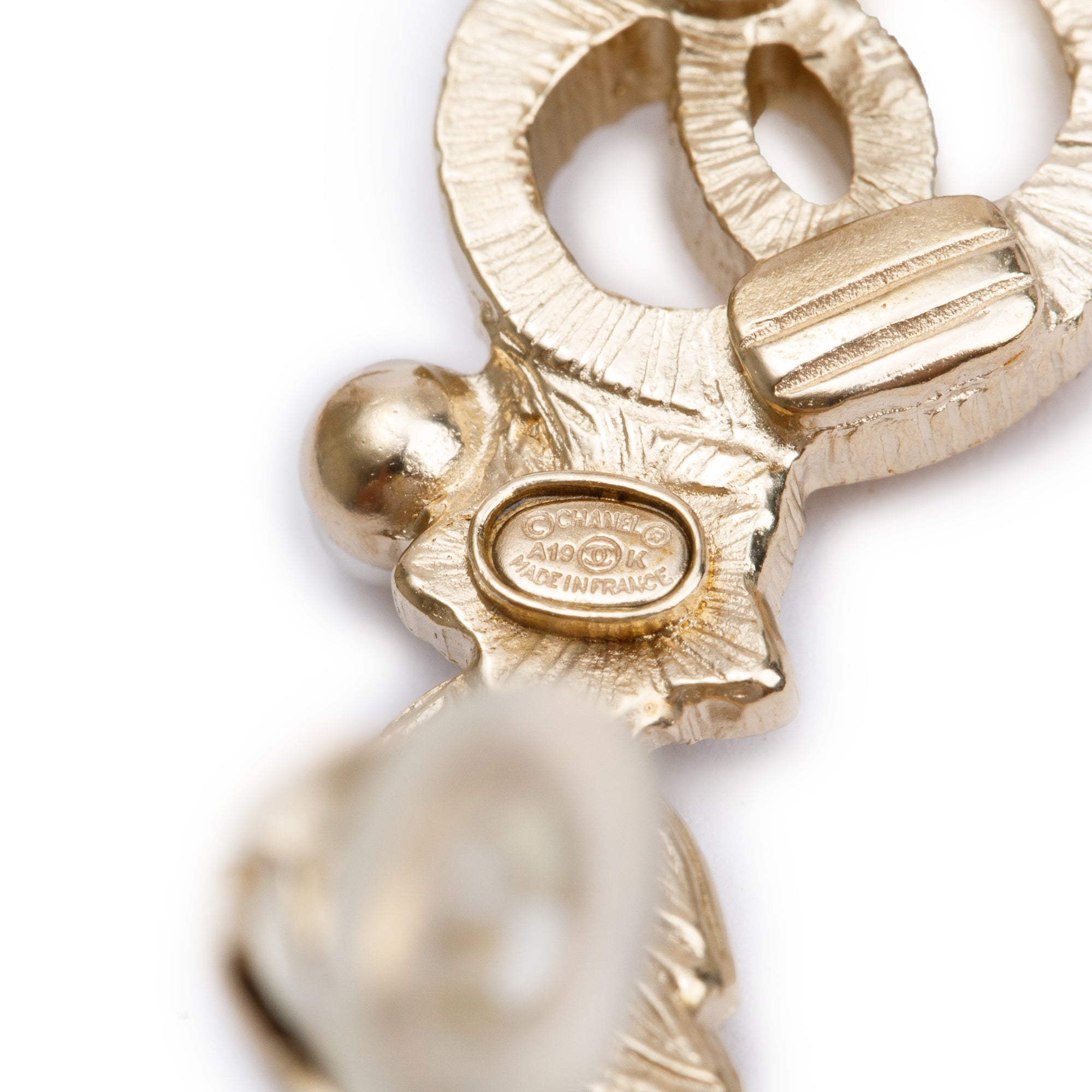 Chanel Gold Plated Strass & Faux Pearl CC Feather Star Clip-On Earrings w/ Box