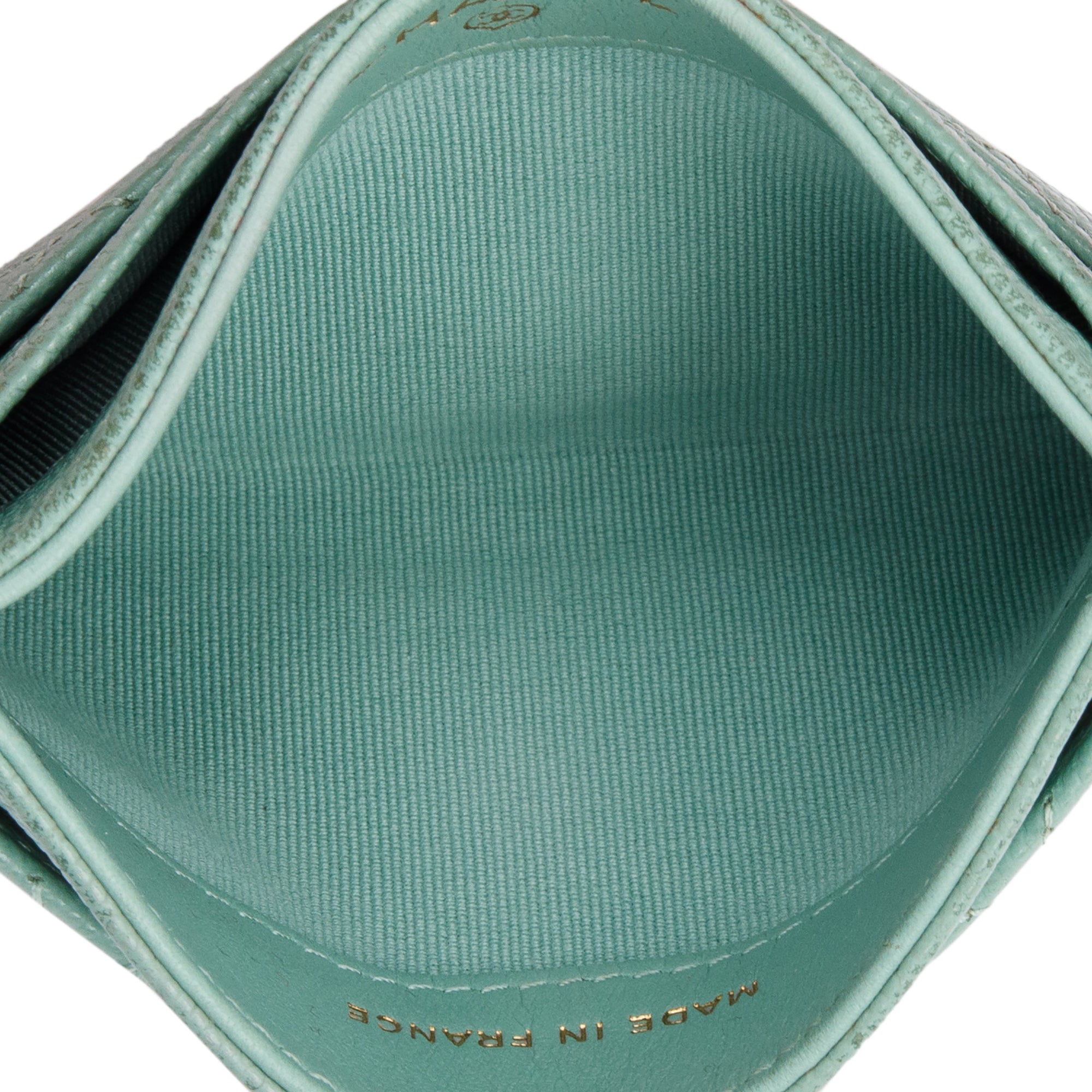 Chanel Green Caviar Leather Classic Card Holder