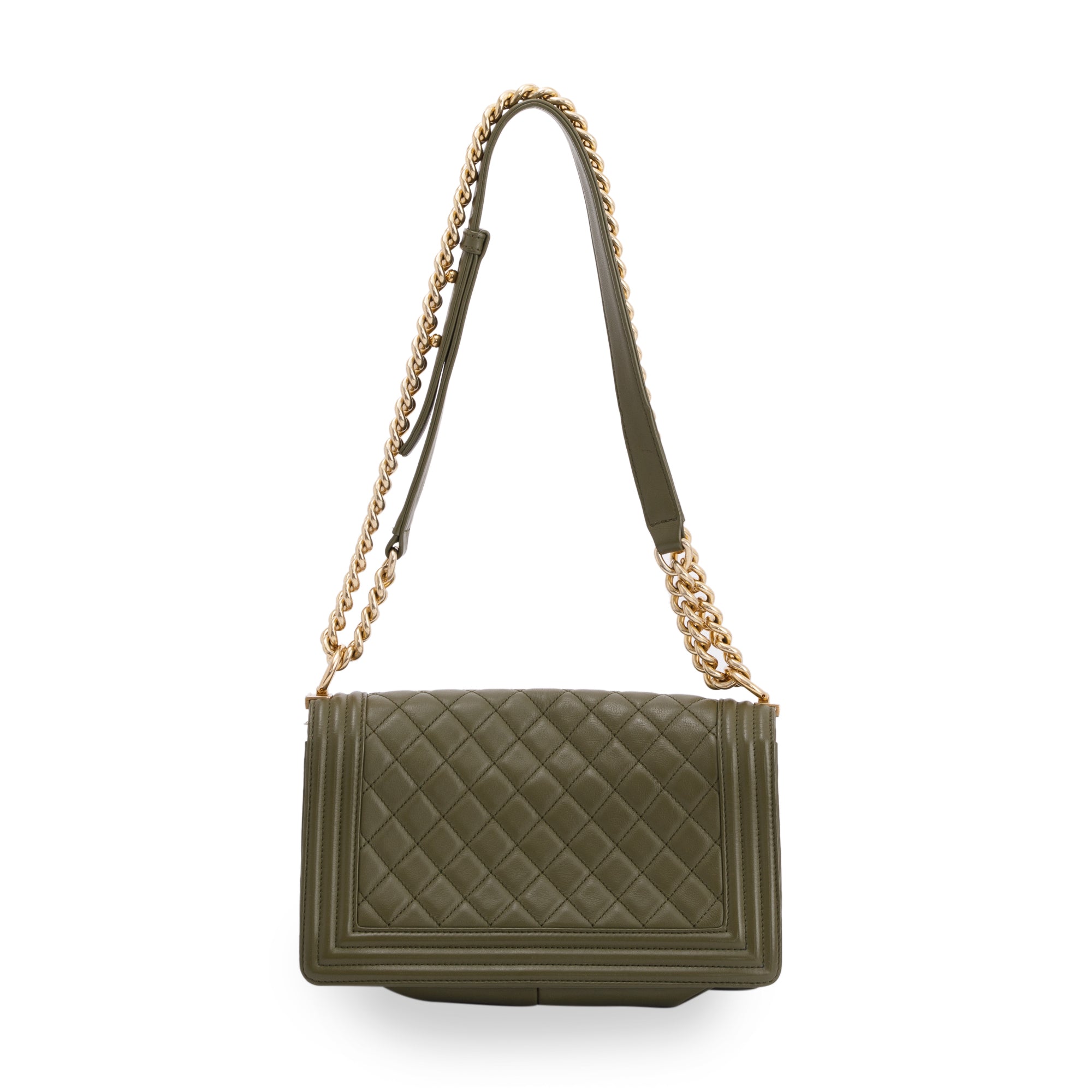 Chanel Green Lambskin Medium Boy Bag