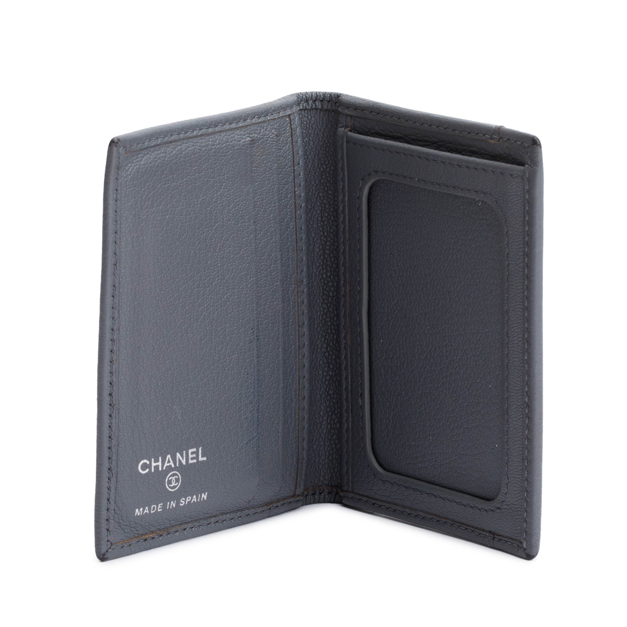 Chanel Grey Calfskin Leather CC Pocket Organizer