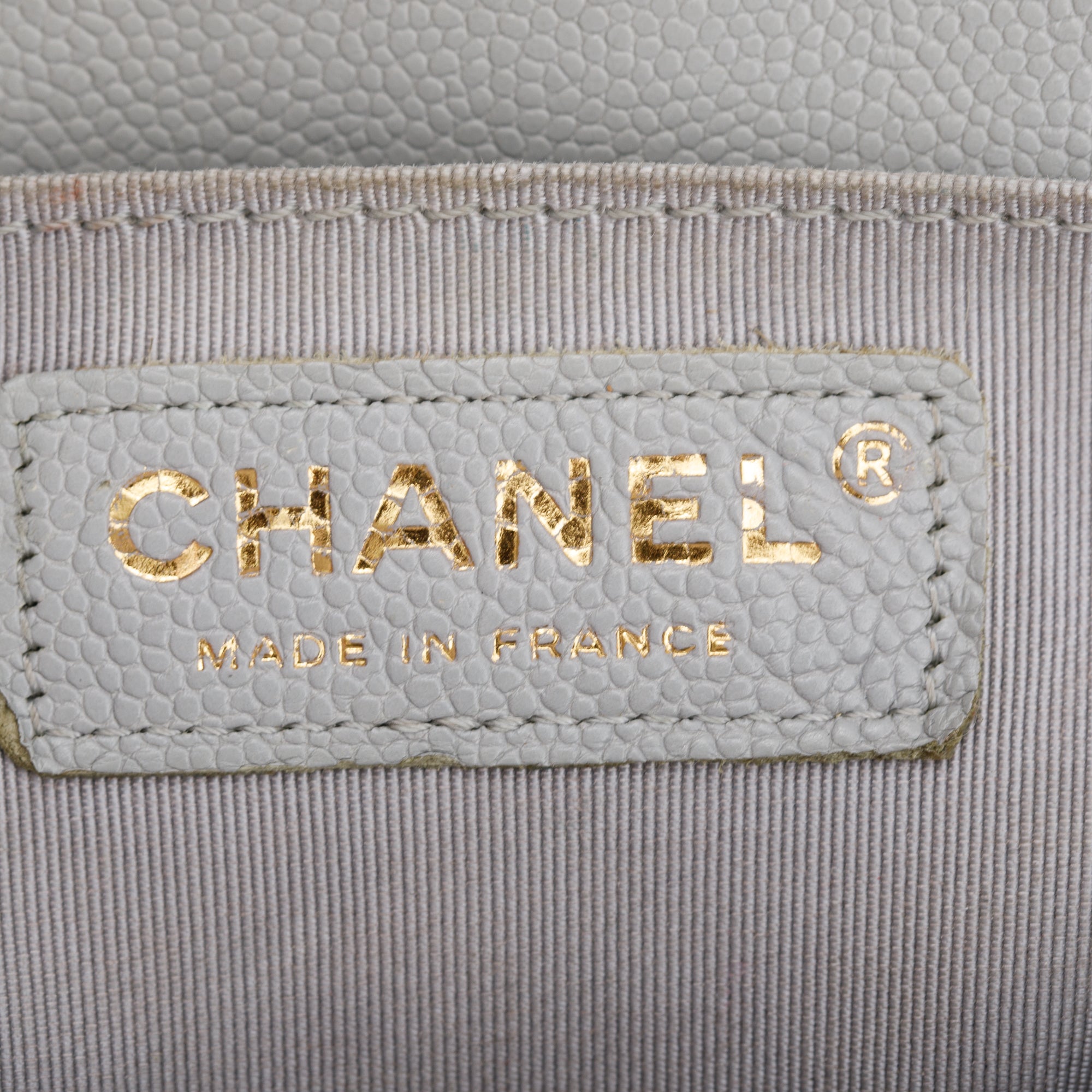 Chanel Grey Caviar Leather Medium Boy Bag w/ Box, Receipt & Authenticity Card