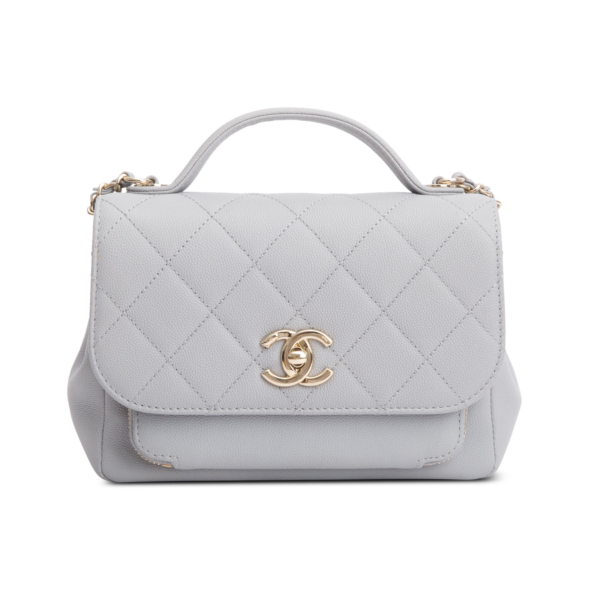 Chanel Grey Caviar Leather Small Business Affinity Flap Bag w/ Authenticity Card