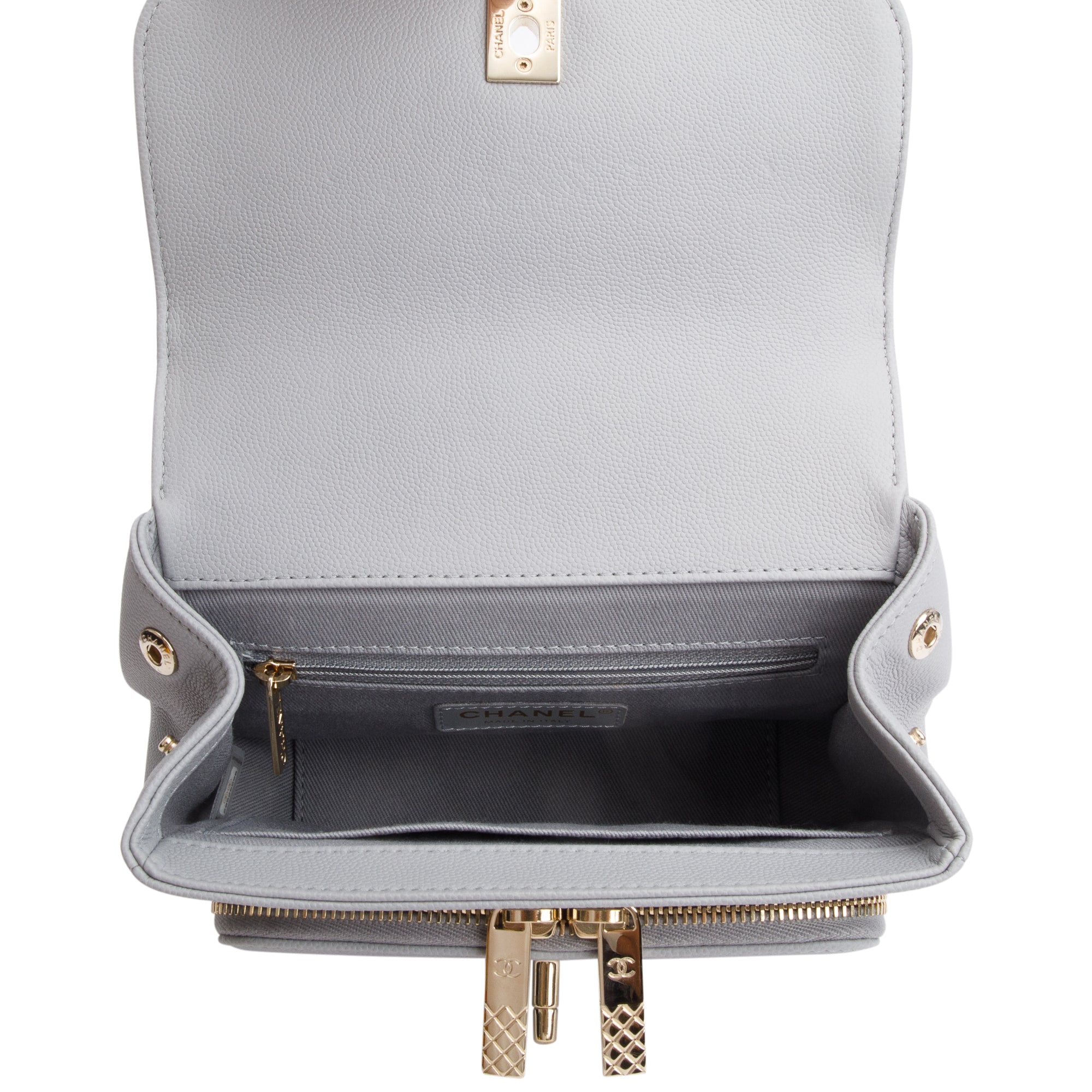 Chanel Grey Caviar Leather Small Business Affinity Flap Bag w/ Authenticity Card