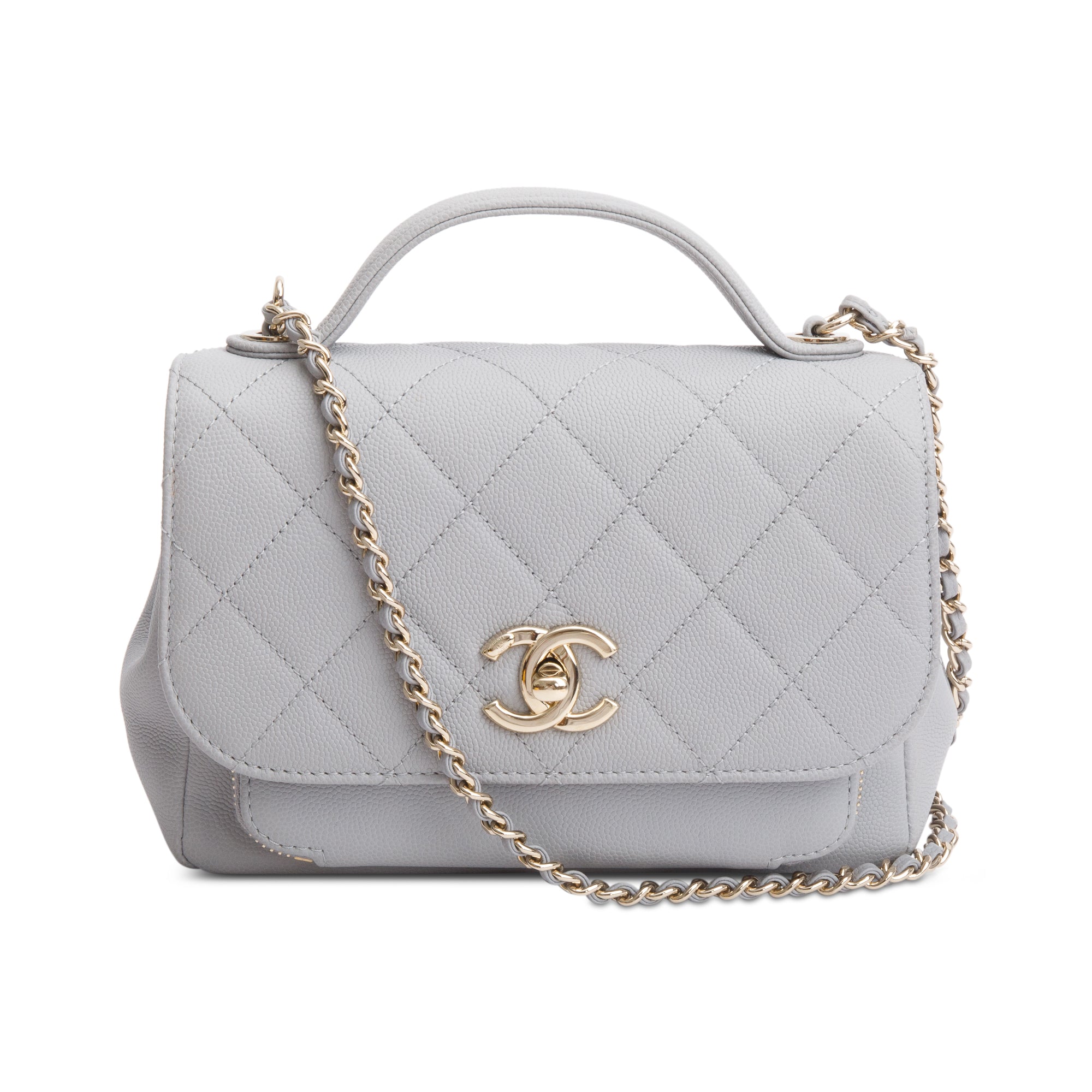 Chanel Grey Caviar Leather Small Business Affinity Flap Bag w/ Authenticity Card