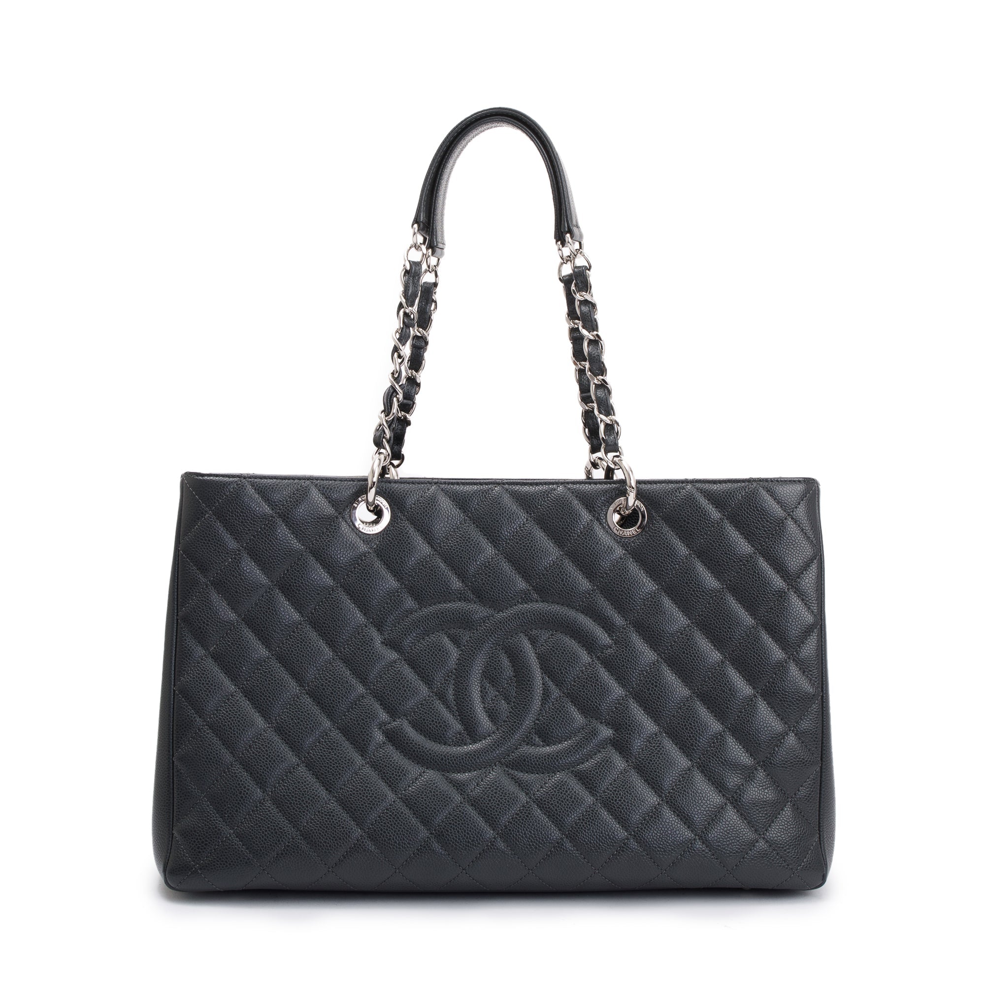 Chanel Grey Caviar Leather XL Grand Shopping Tote (GST) w/ Box, Receipt & Authenticity Card
