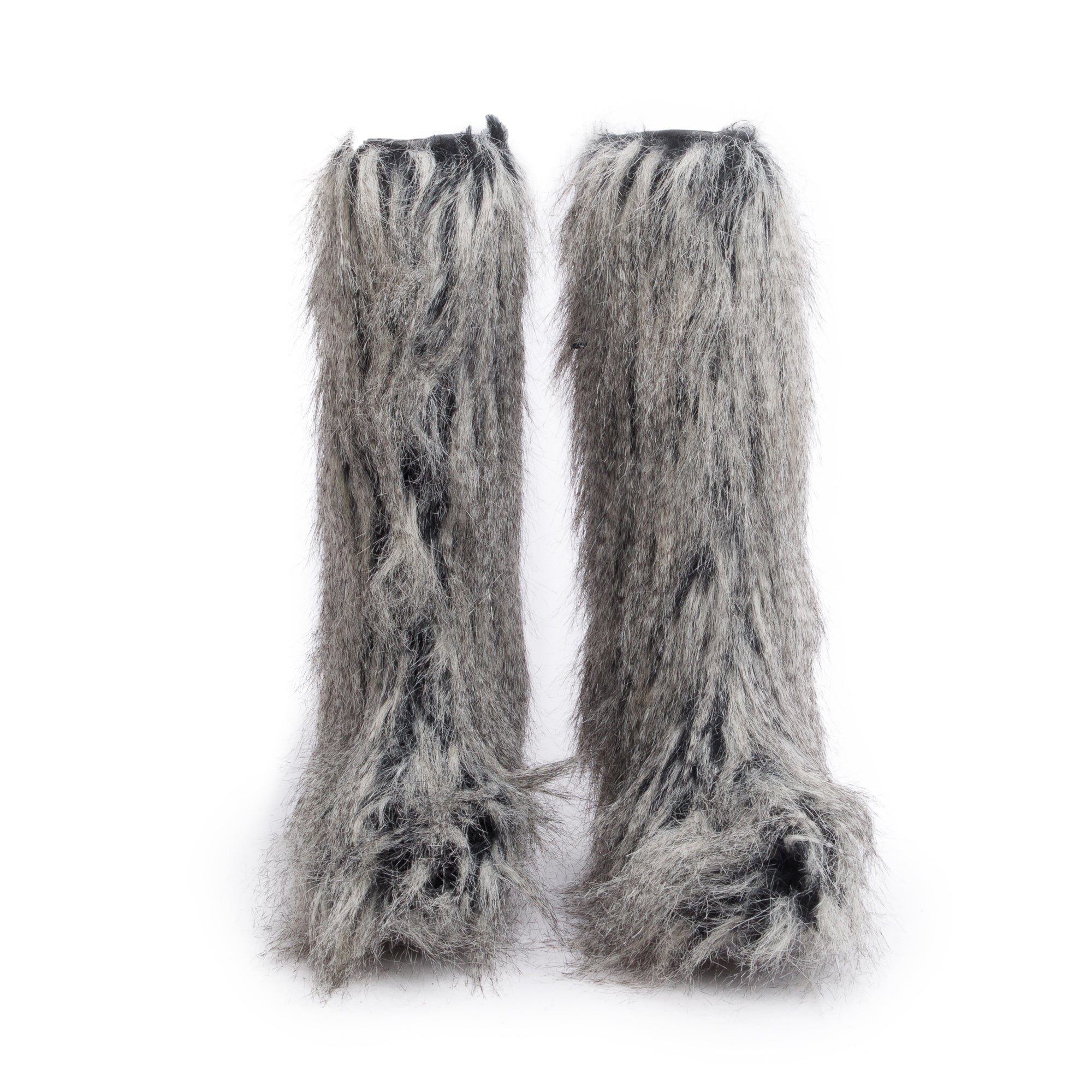 Chanel Grey Fantasy Fau Fur Icicle Heel Mukluks Boots, Size 38