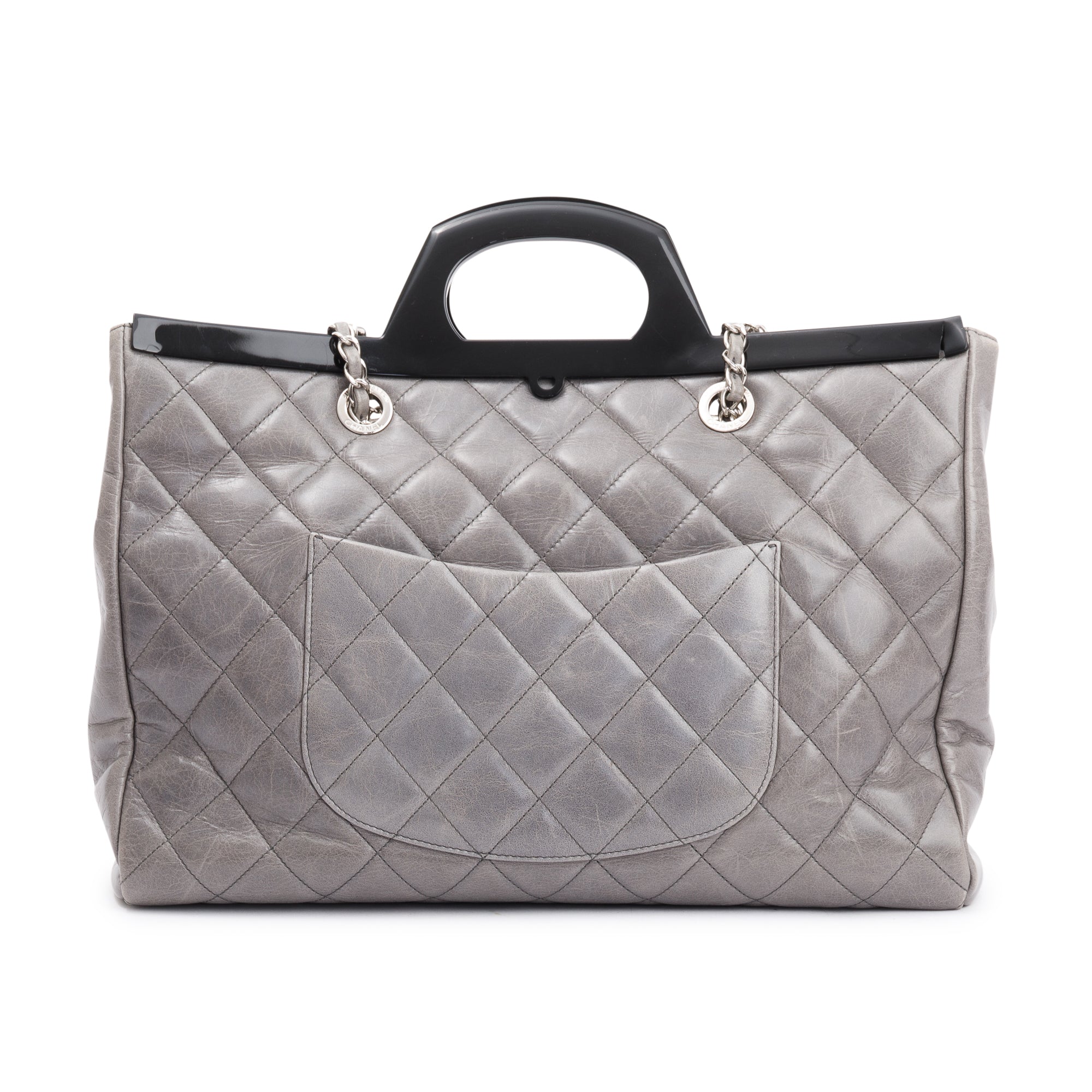 Chanel Grey Glazed Calfskin Leather Large CC Delivery Tote