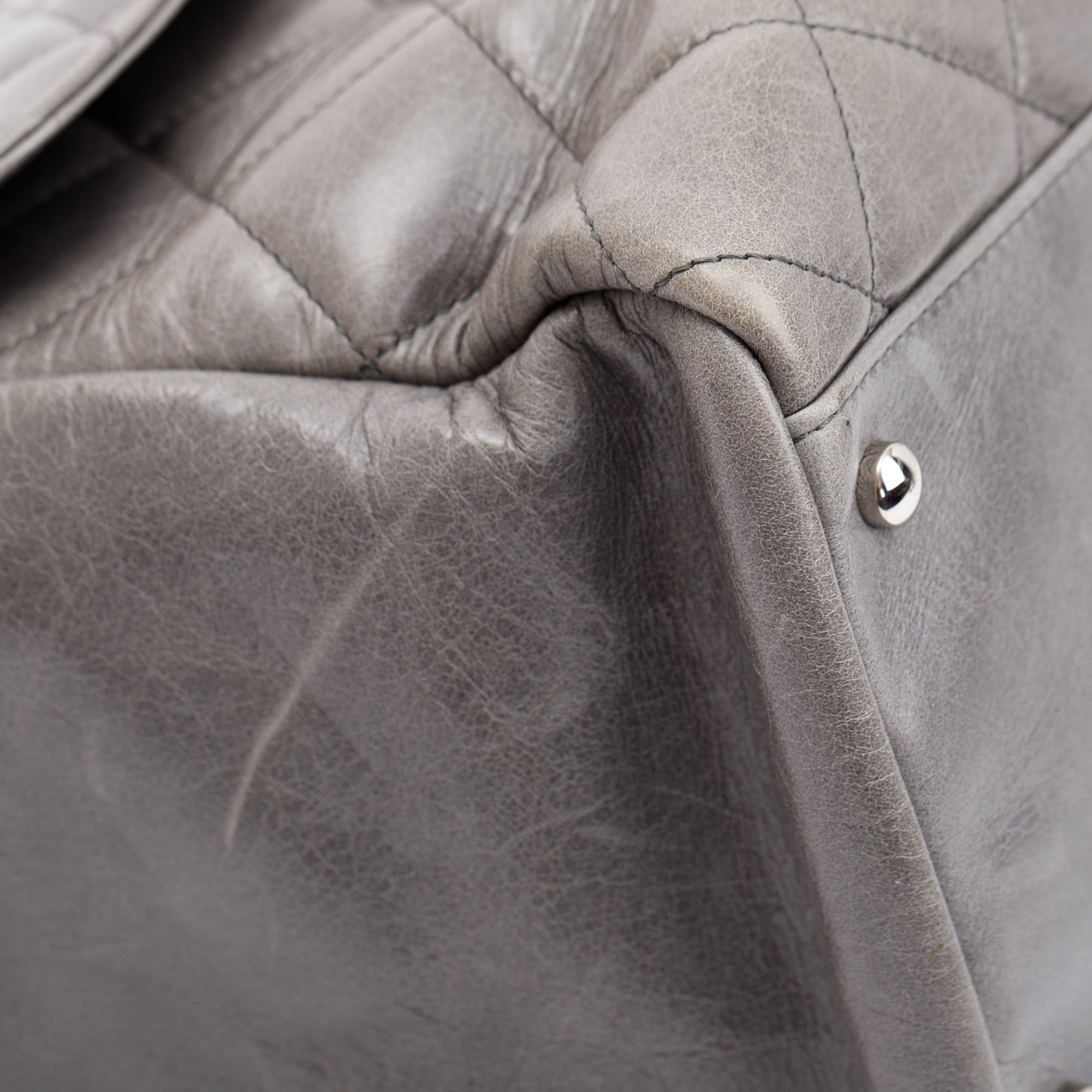 Chanel Grey Glazed Calfskin Leather Large CC Delivery Tote