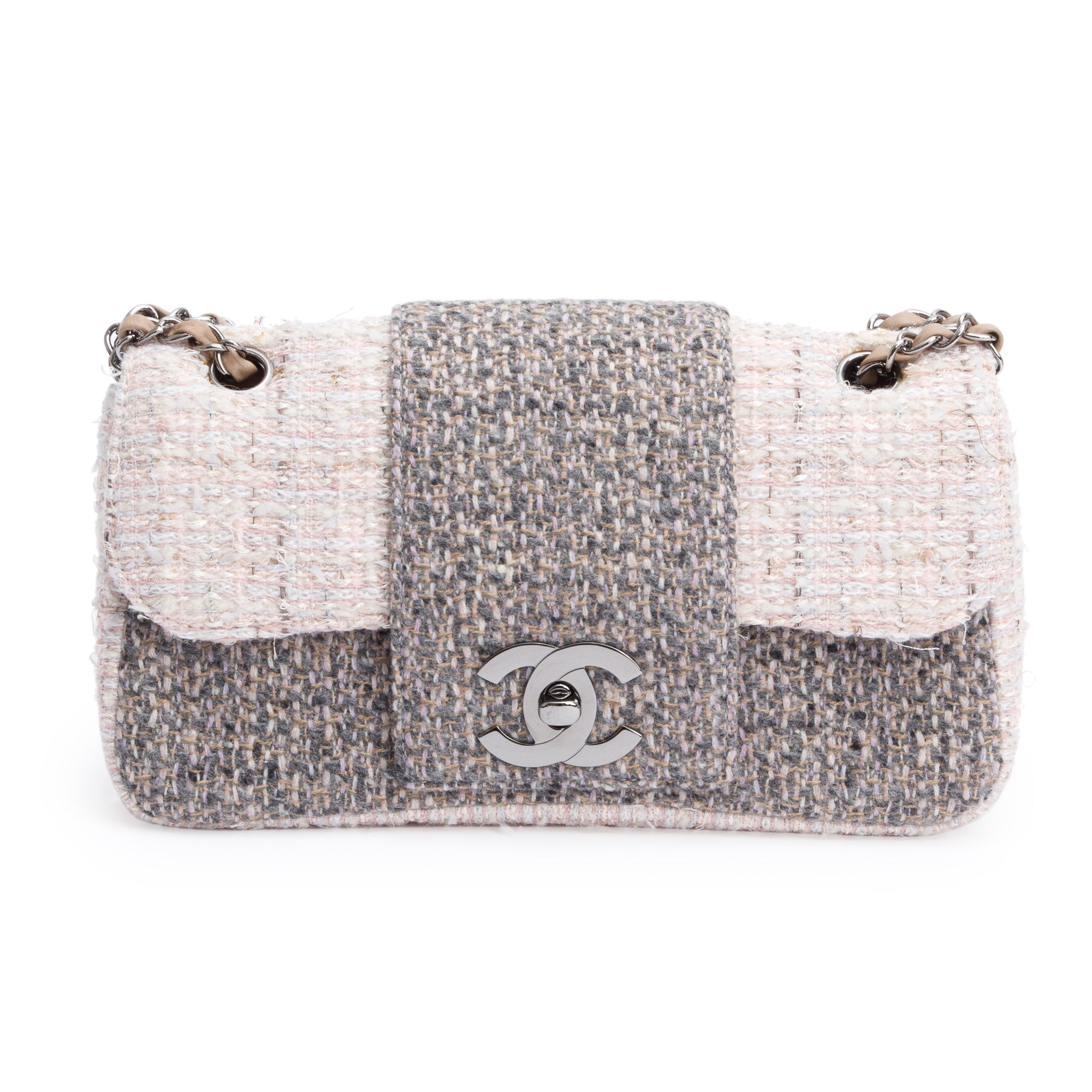 Chanel Grey Multicolor Tweed Medium Fantasy Flap Bag w/ Authenticity Card