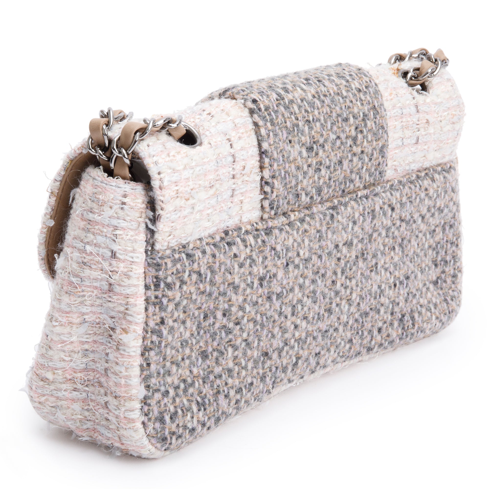 Chanel Grey Multicolor Tweed Medium Fantasy Flap Bag w/ Authenticity Card