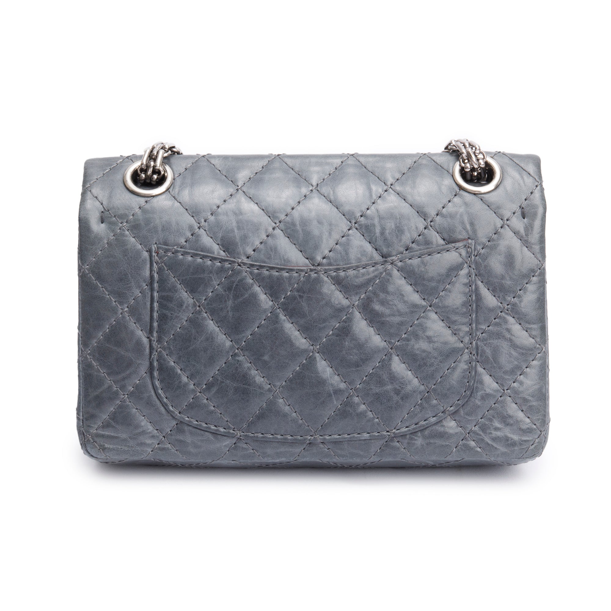 Chanel Grey Quilted Calfskin Leather 2.55 Reissue Mini Double Flap Bag