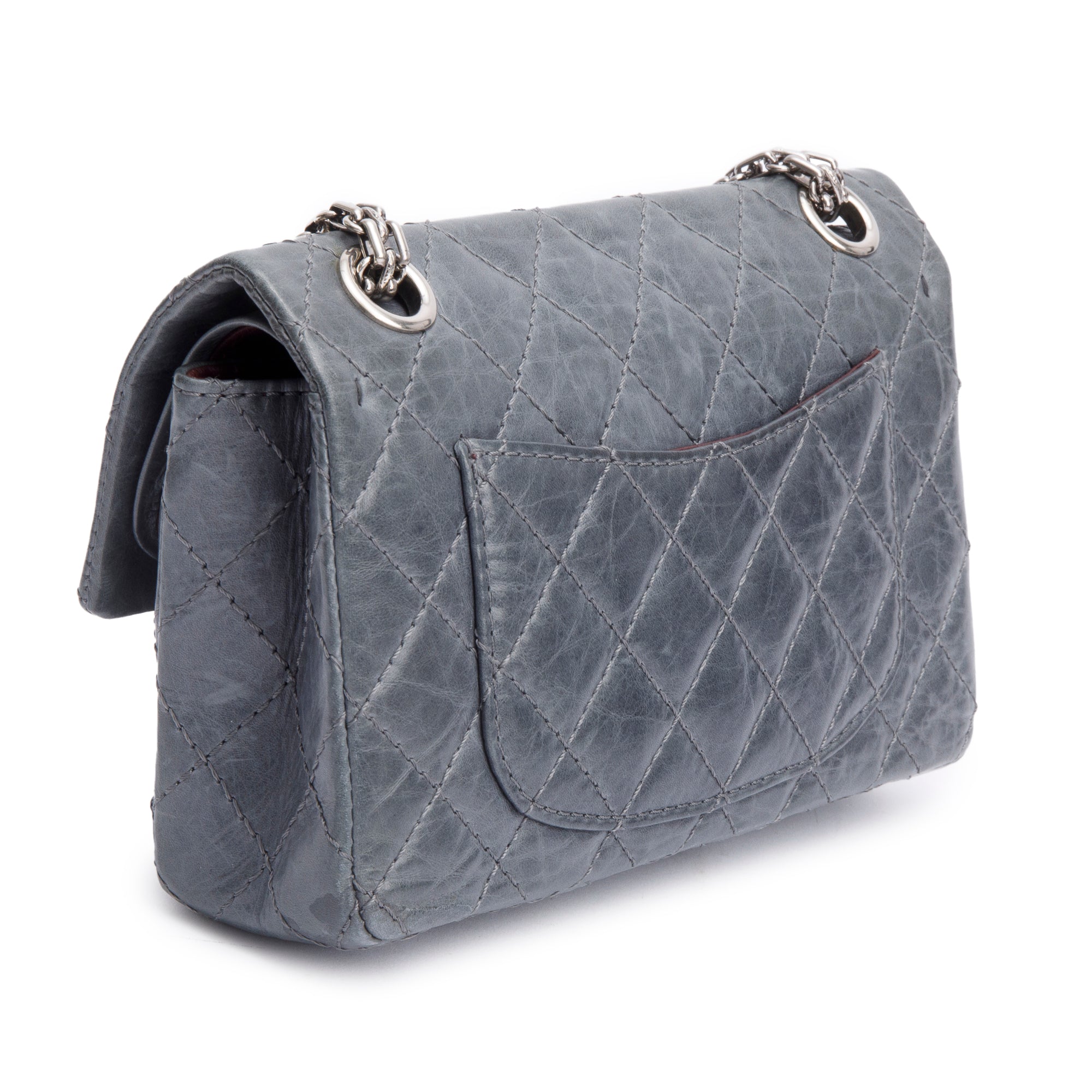 Chanel Grey Quilted Calfskin Leather 2.55 Reissue Mini Double Flap Bag