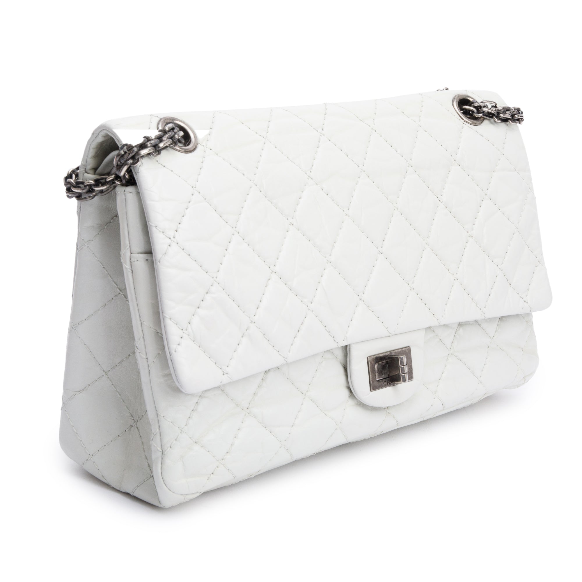 Chanel Ivory Aged Calfskin Leather 2.55 Reissue 226 Double Flap Bag