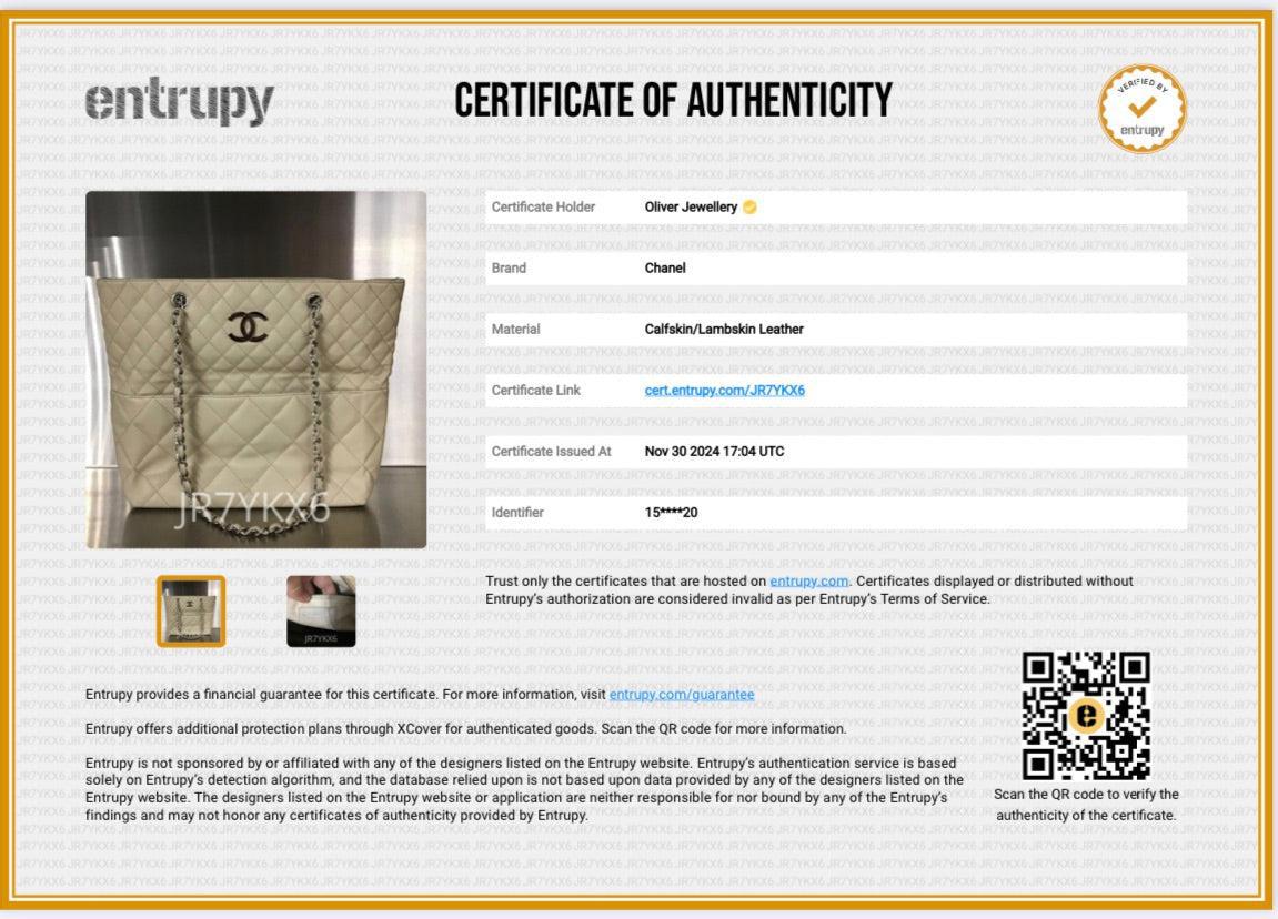 Chanel Ivory Quilted Calfskin Leather In the Business North South Tote w/ Authenticity Card