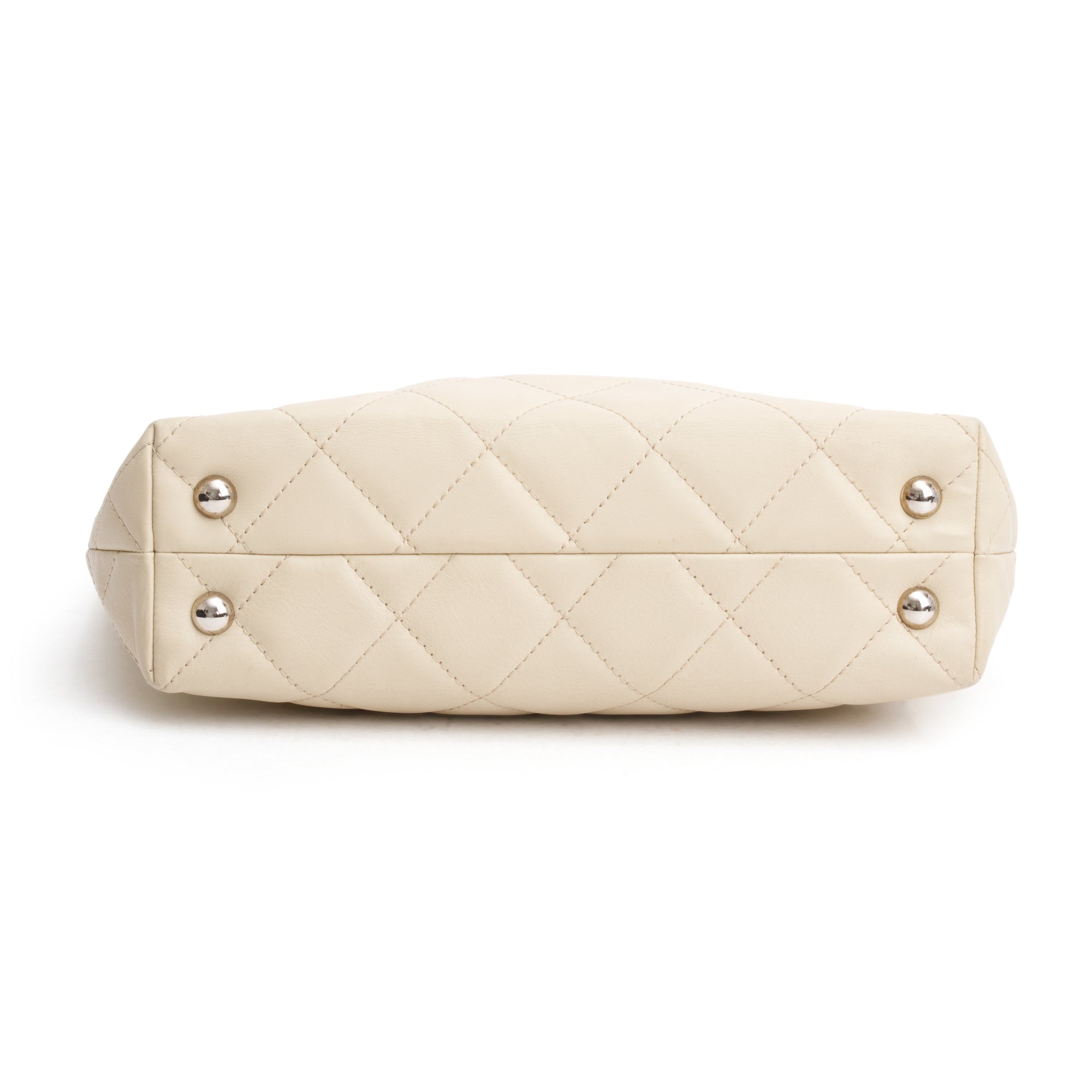 Chanel Ivory Quilted Calfskin Leather In the Business North South Tote w/ Authenticity Card