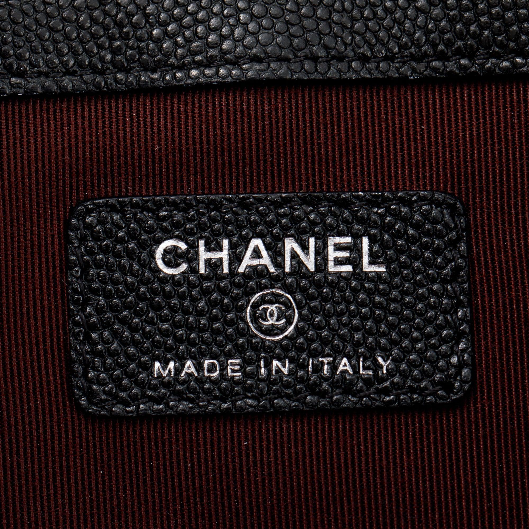 Chanel Large Quilted Caviar Leather O-Case Clutch w/ Box