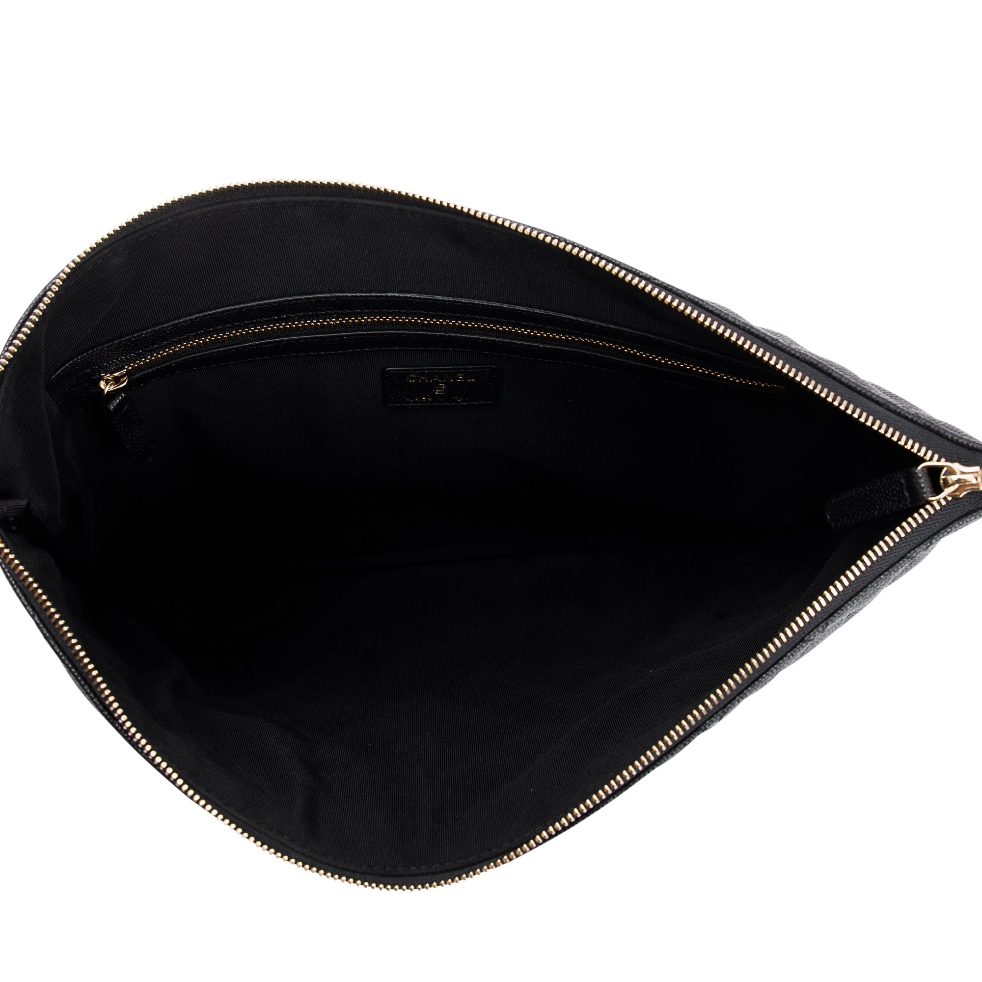 Chanel Large Quilted Caviar Leather O-Case Clutch w/ Box, Receipt & Authenticity Card