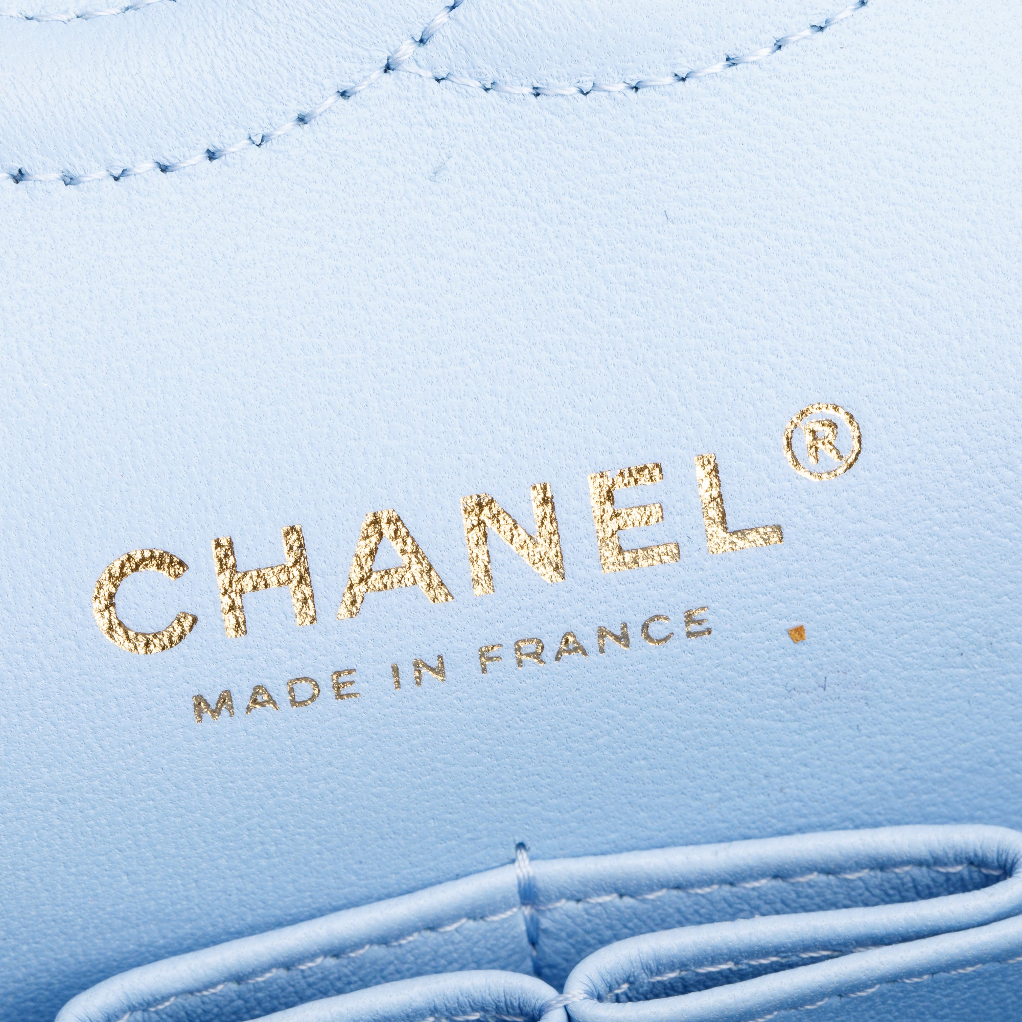 Chanel Light Blue Quilted Caviar Leather Classic Medium Double Flap Bag w/ Box