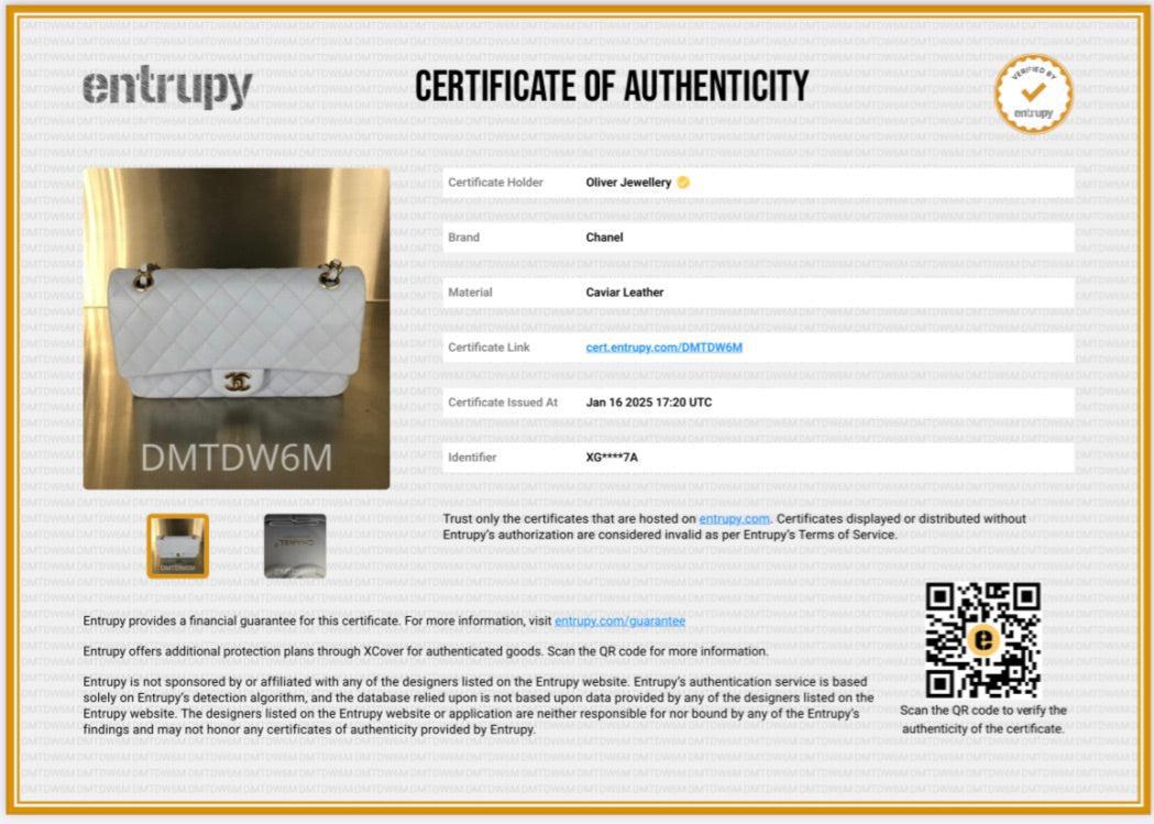 Chanel Light Blue Quilted Caviar Leather Classic Medium Double Flap Bag w/ Box