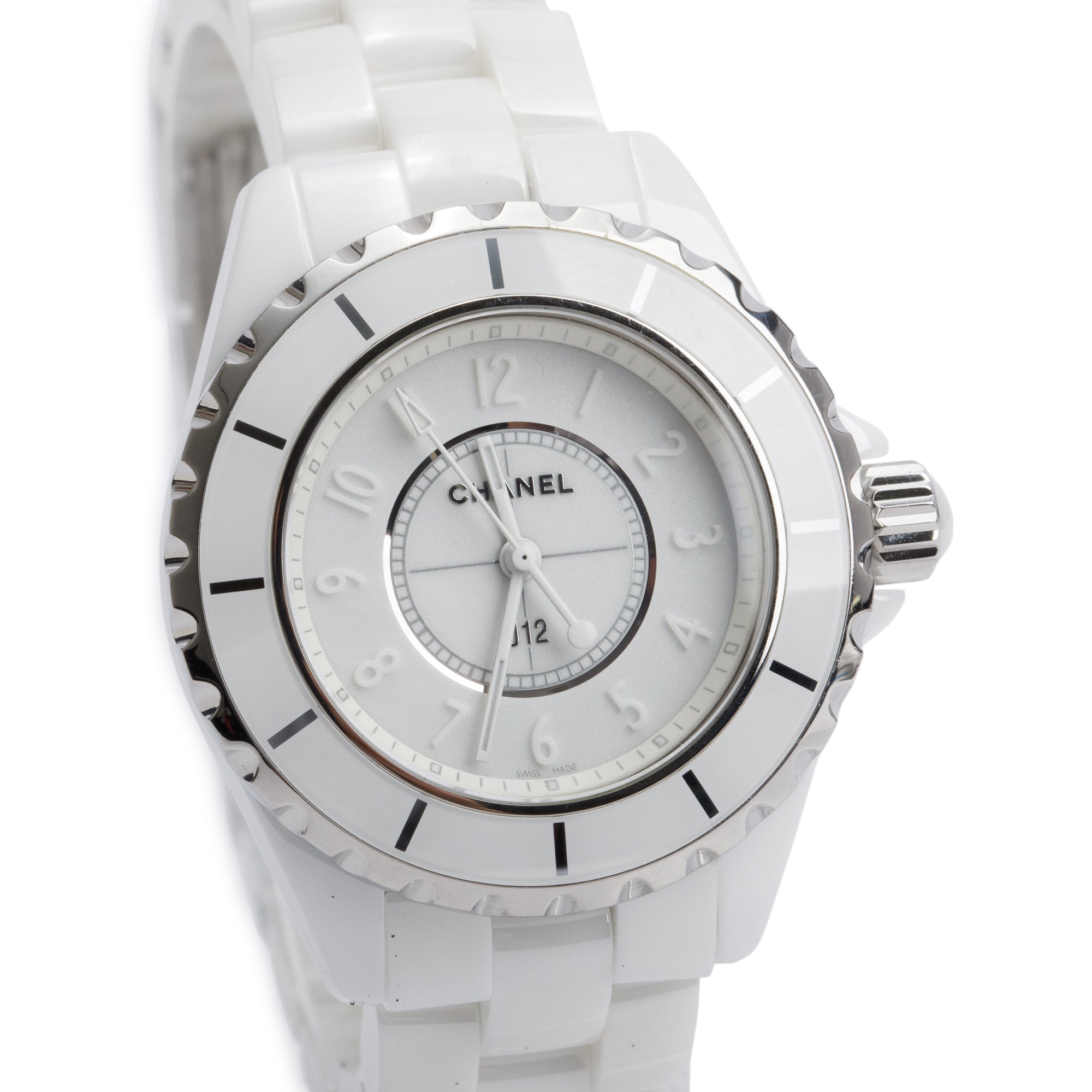Chanel Limited Edition White Ceramic 33 MM J12 Phantom Watch w/ Box