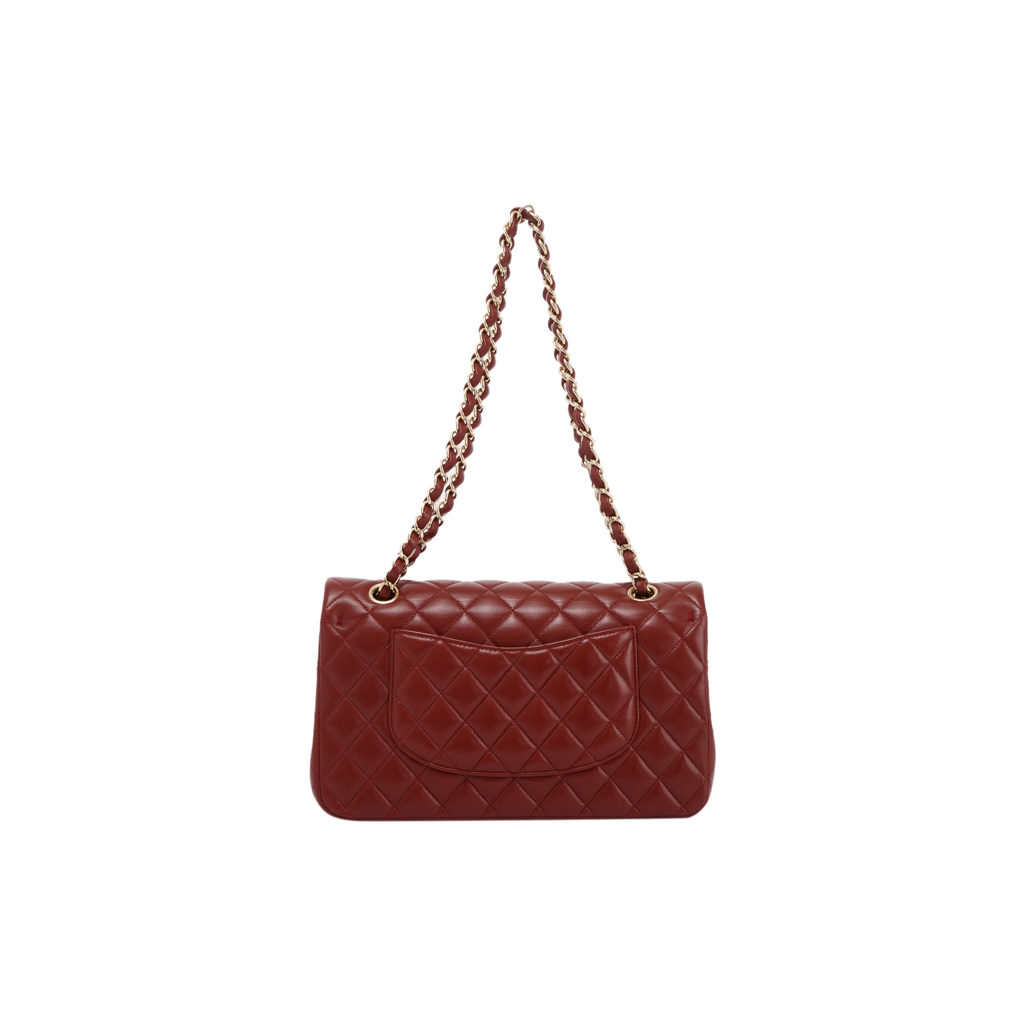 Chanel Maroon Lambskin Leather Classic Medium Double Flap Bag w/ Box & Authenticity Card