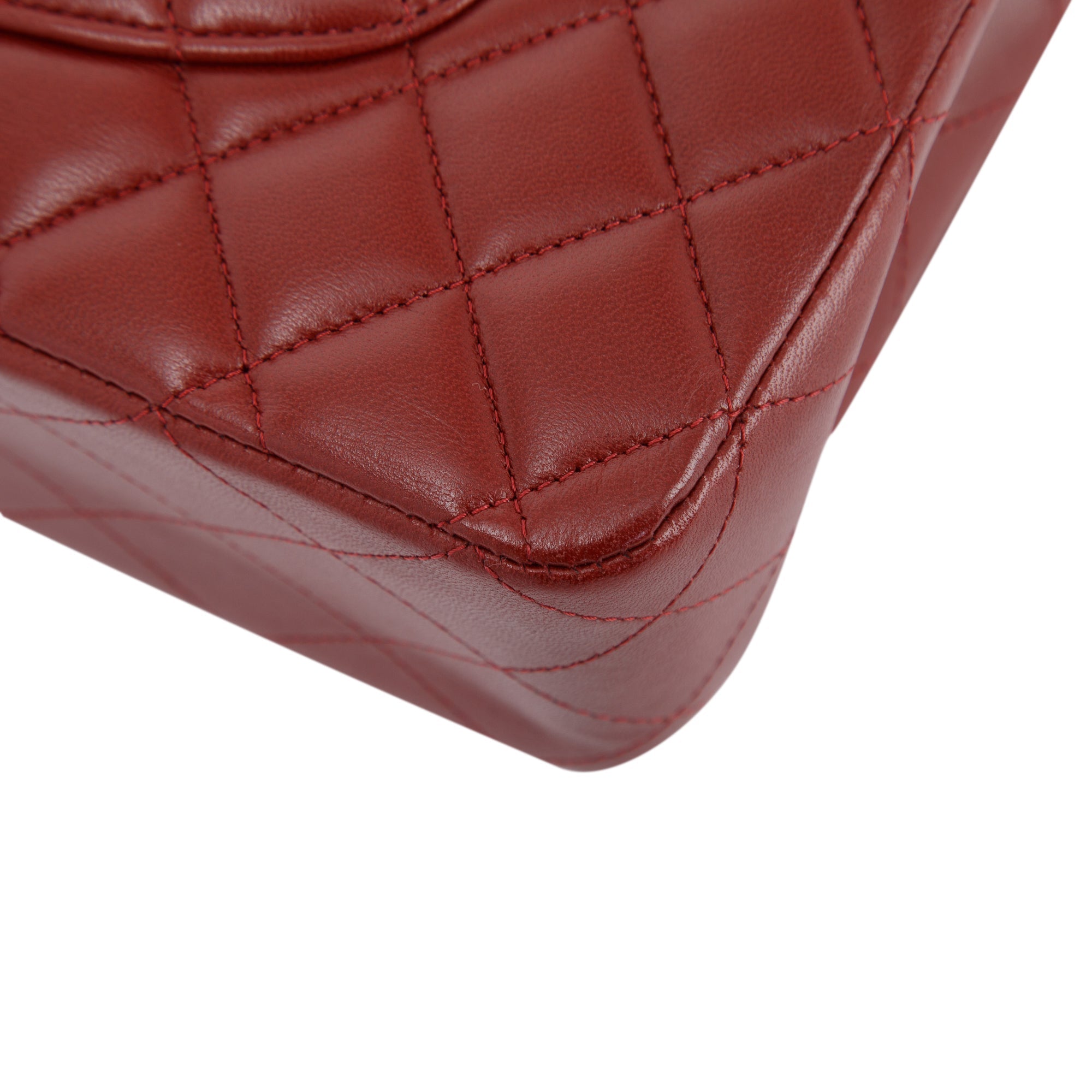 Chanel Maroon Lambskin Leather Classic Medium Double Flap Bag w/ Box & Authenticity Card