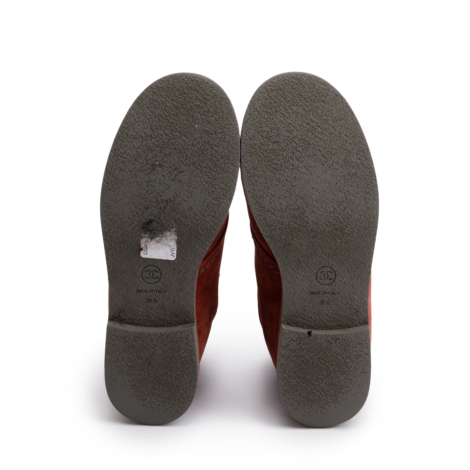 Chanel Maroon Suede Interlocking CC Logo Lace-Up Boots, Size 36.5