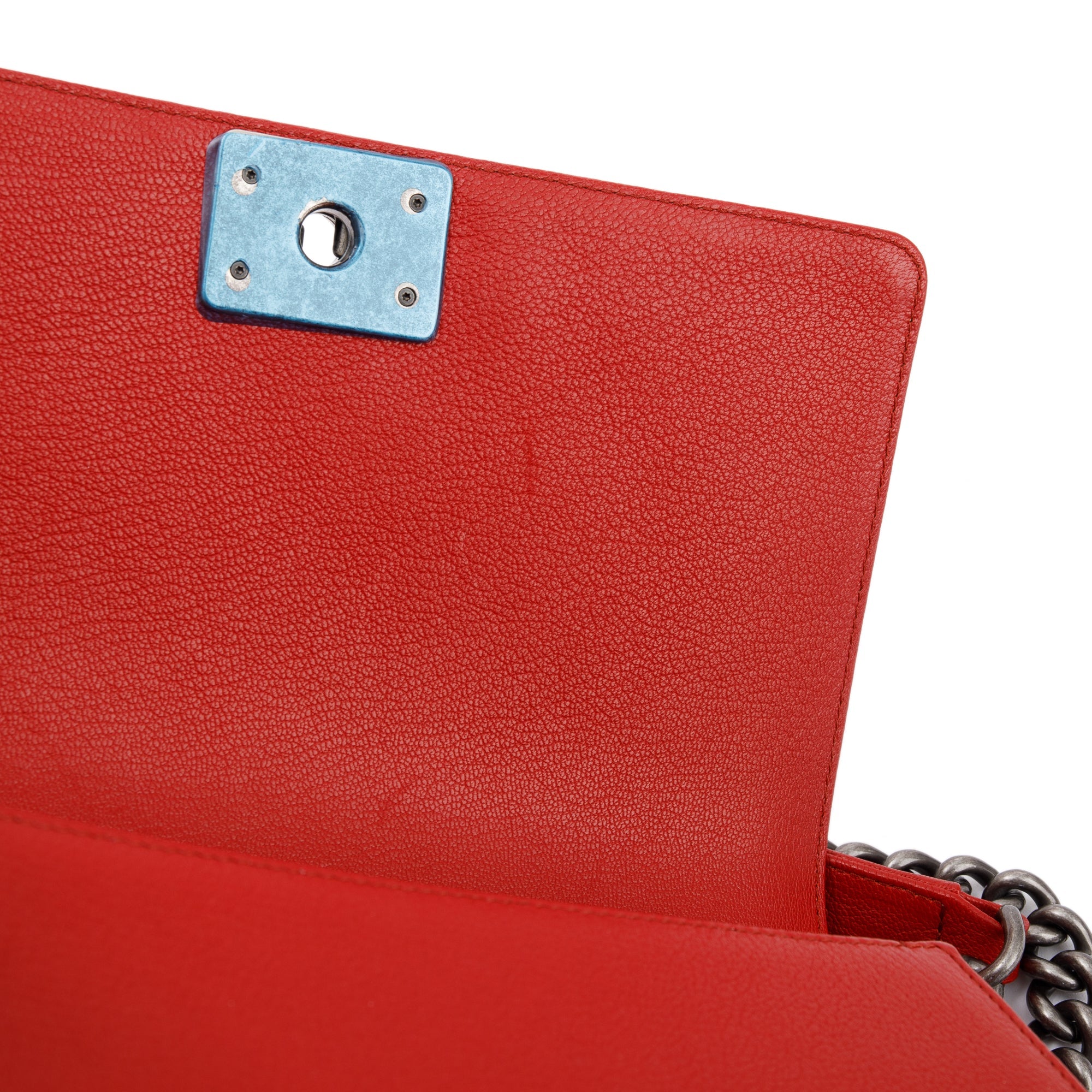 Chanel Medium Patent Leather Trimmed Boy Bag