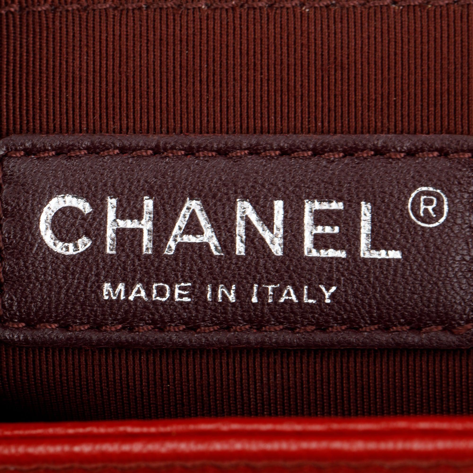 Chanel Medium Patent Leather Trimmed Boy Bag