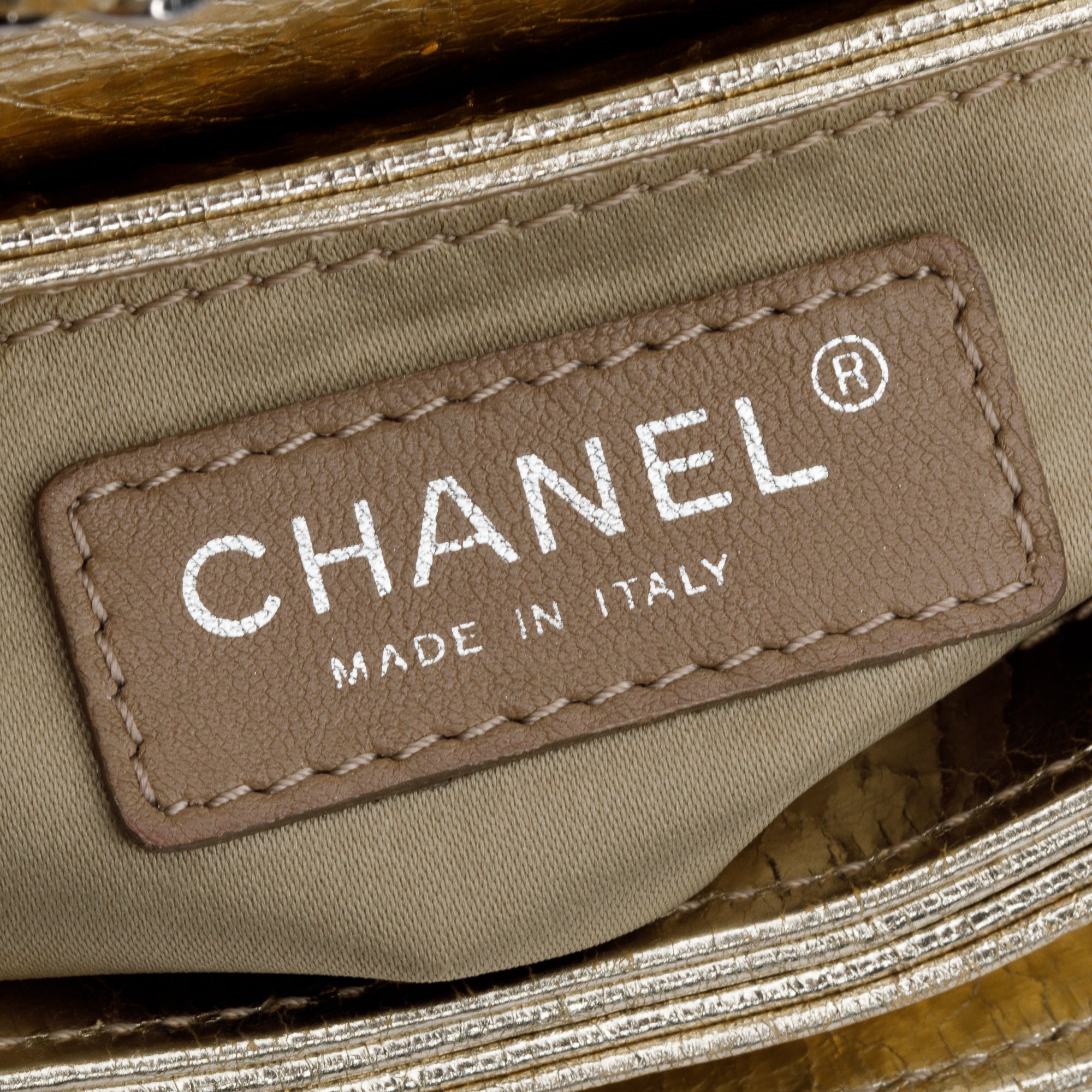 Chanel Metallic Gold Calfskin Leather Small Clams Pocket Flap Bag