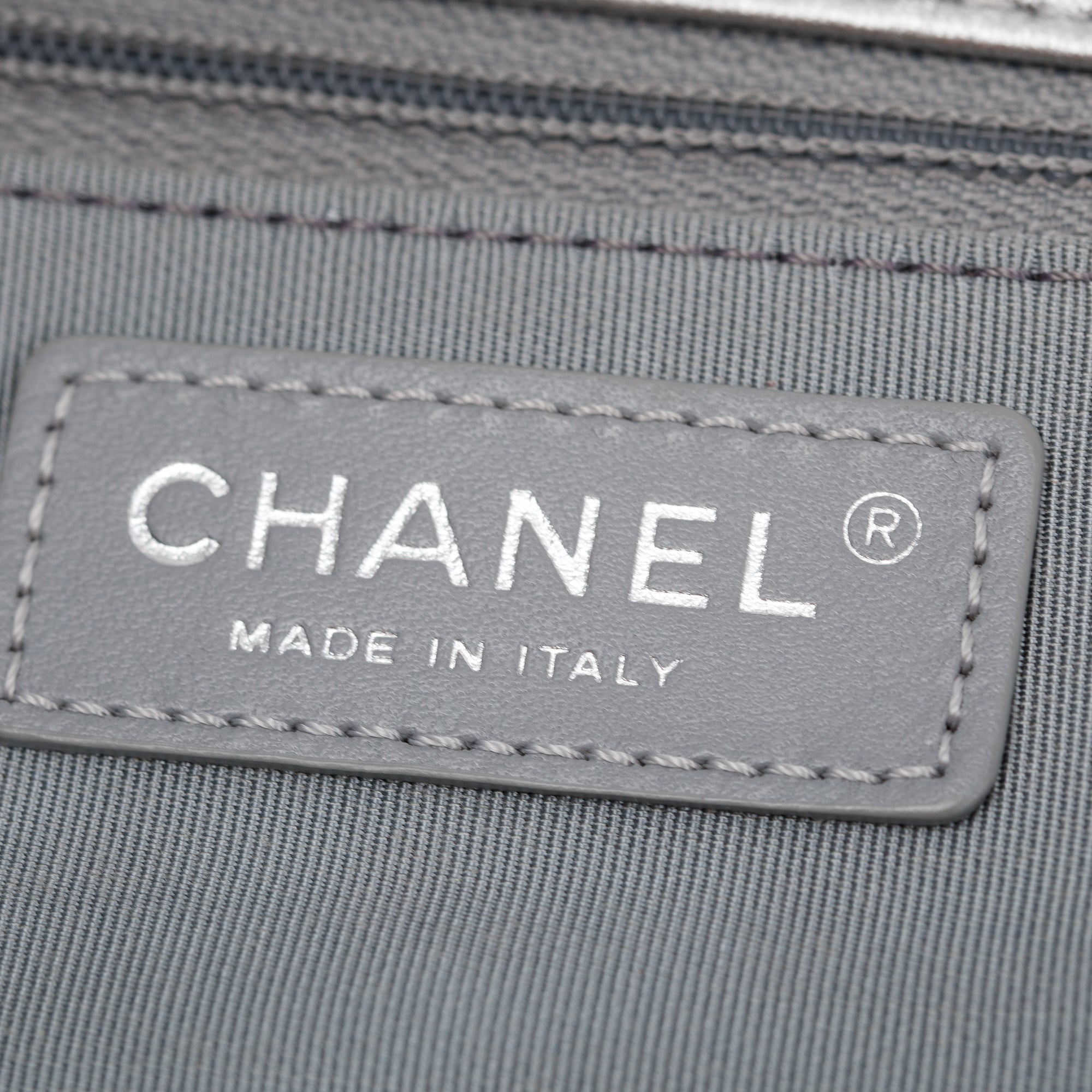 Chanel Metallic Silver Crumpled Calfskin Leather Big Bang Large Flap Bag w/ Authenticity Card