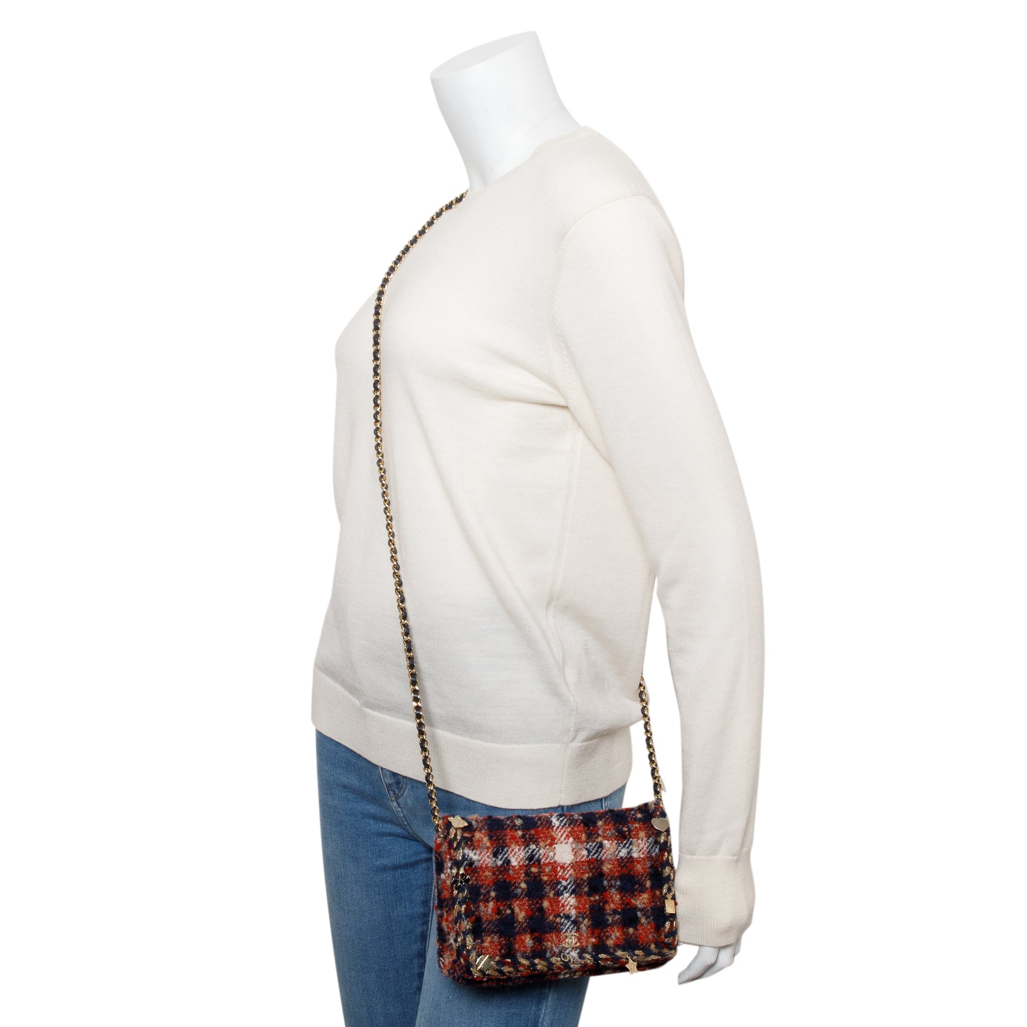 Chanel Multicolor Tweed Charms Wallet On Chain w/ Authenticity Card